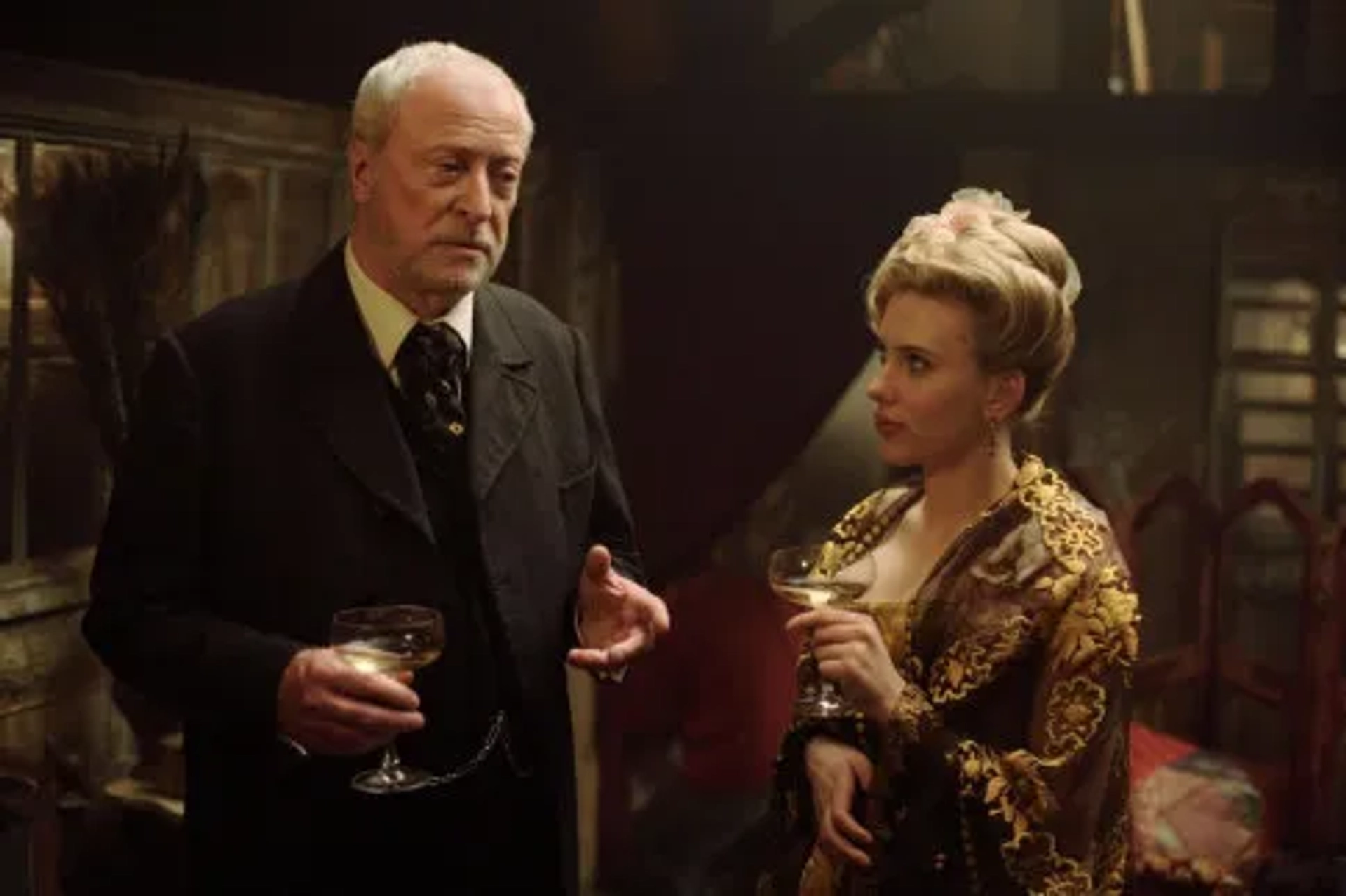 Michael Caine and Scarlett Johansson in The Prestige (2006)