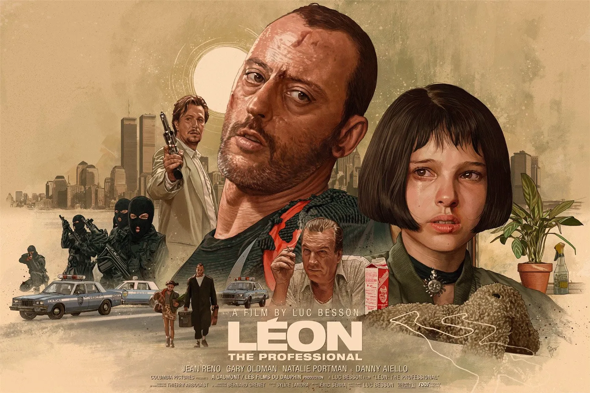 Gary Oldman, Natalie Portman, and Jean Reno in Léon: The Professional (1994)
