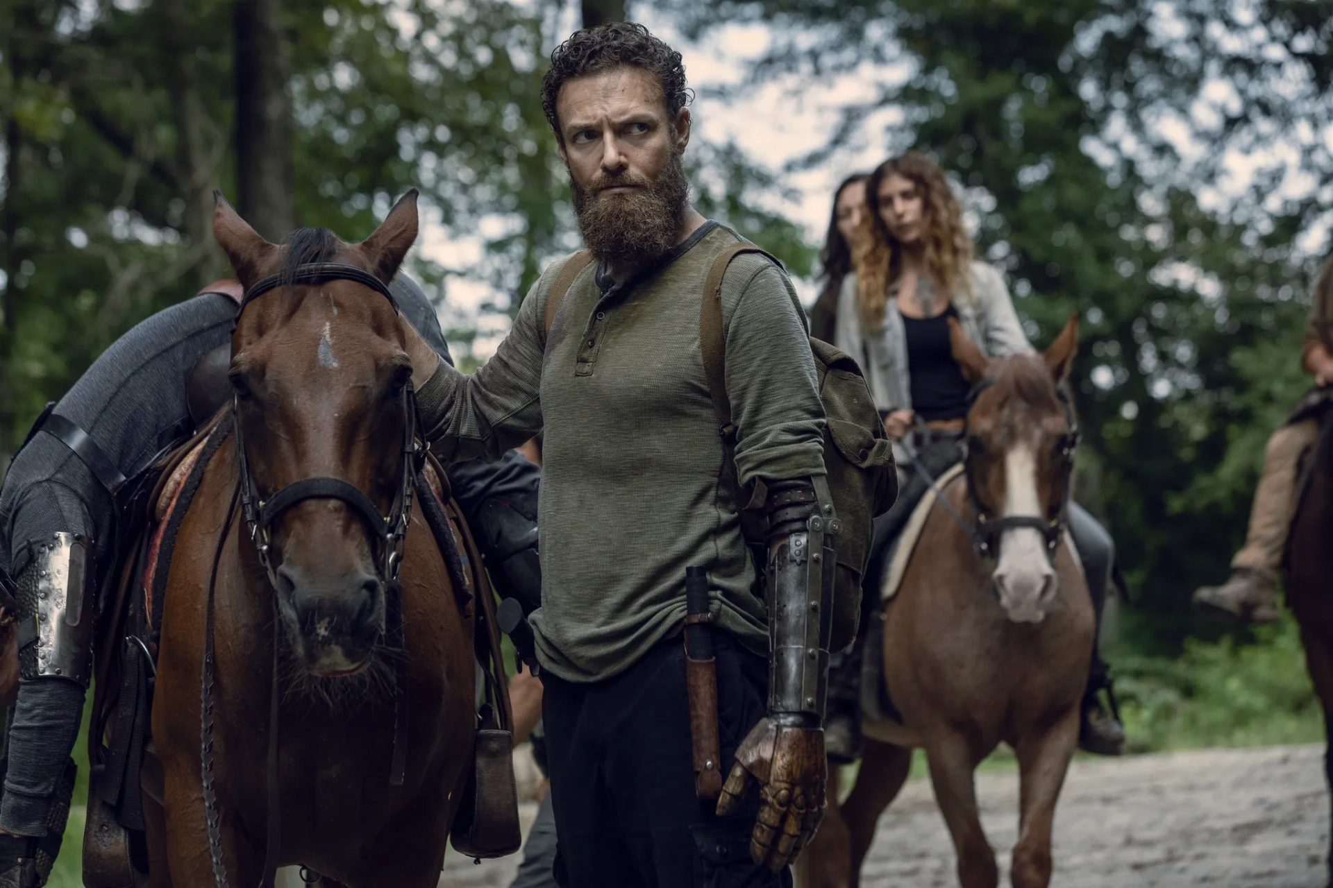 Ross Marquand, Josh McDermitt, and Nadia Hilker in The Walking Dead (2010)