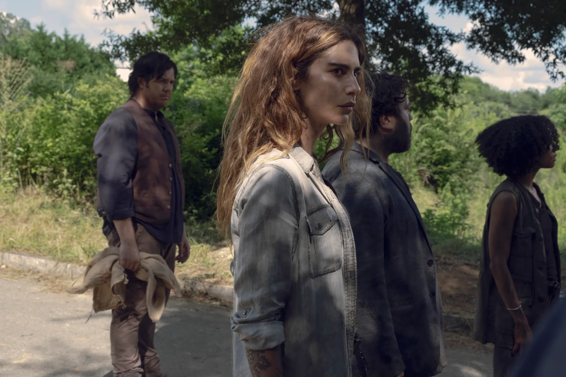 Dan Fogler, Josh McDermitt, Nadia Hilker, and Lauren Ridloff in The Walking Dead (2010)