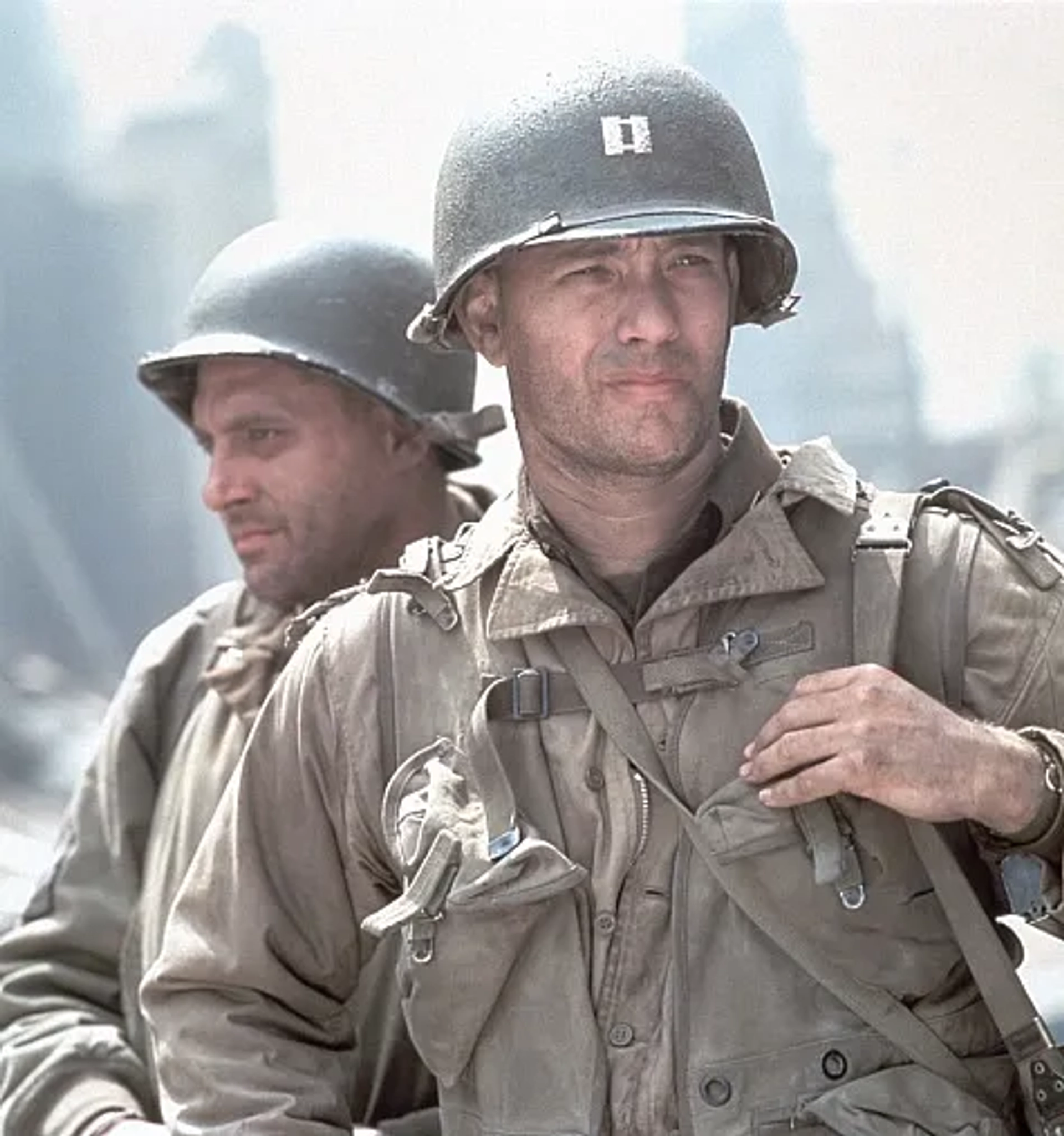 Tom Hanks and Tom Sizemore in Saving Private Ryan (1998)