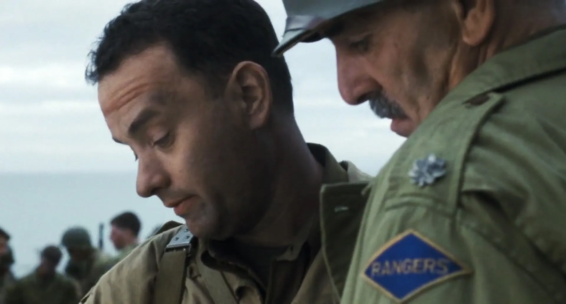 Tom Hanks and Dennis Farina in Saving Private Ryan (1998)