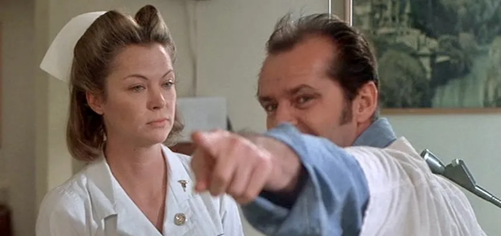 Jack Nicholson and Louise Fletcher in One Flew Over the Cuckoo's Nest (1975)