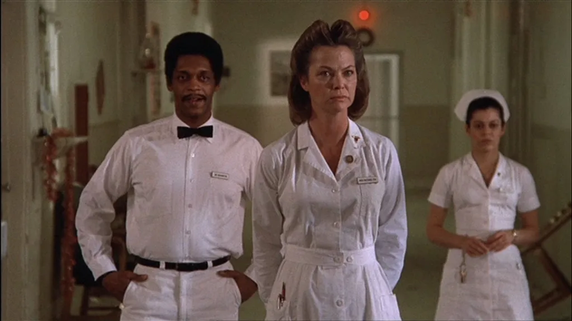 Louise Fletcher, Nathan George, and Mimi Sarkisian in One Flew Over the Cuckoo's Nest (1975)