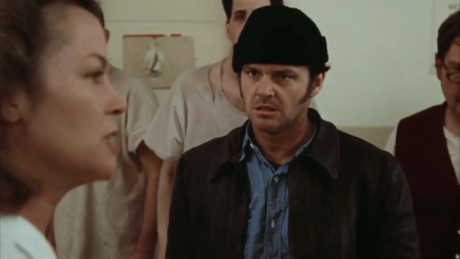 Jack Nicholson, Louise Fletcher, and Vincent Schiavelli in One Flew Over the Cuckoo's Nest (1975)