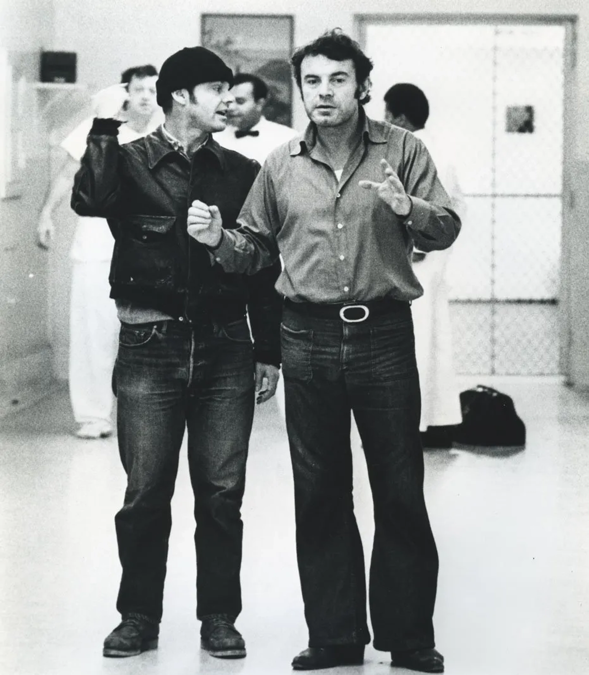 Jack Nicholson, Milos Forman, and Alonzo Brown in One Flew Over the Cuckoo's Nest (1975)