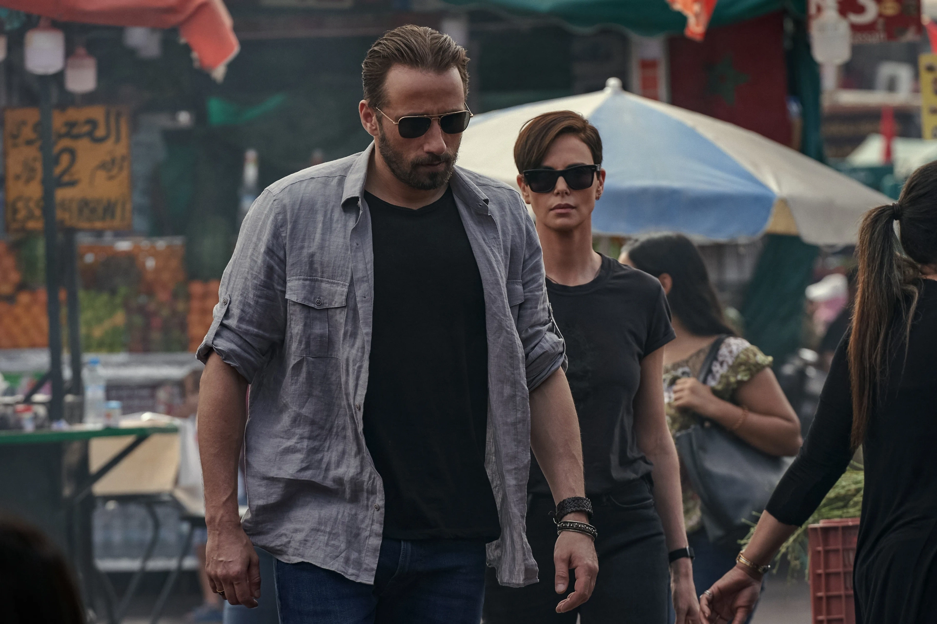 Charlize Theron and Matthias Schoenaerts in The Old Guard (2020)