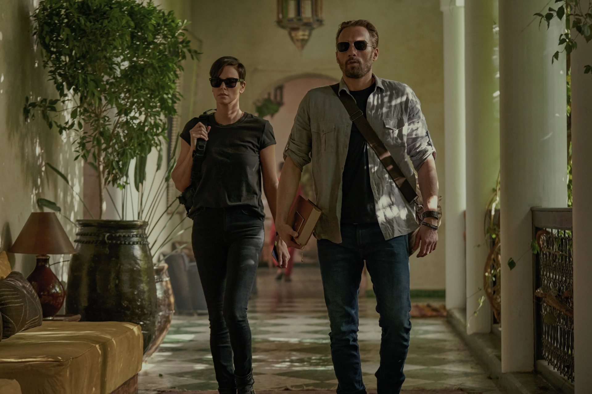 Charlize Theron and Matthias Schoenaerts in The Old Guard (2020)