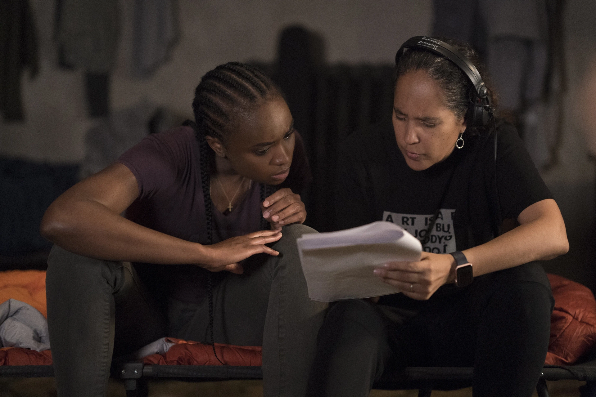 Gina Prince-Bythewood and KiKi Layne in The Old Guard (2020)