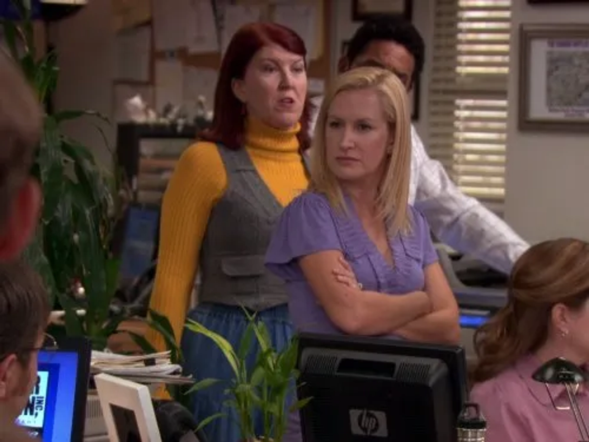 Jenna Fischer, Kate Flannery, Oscar Nuñez, and Angela Kinsey in The Office (2005)