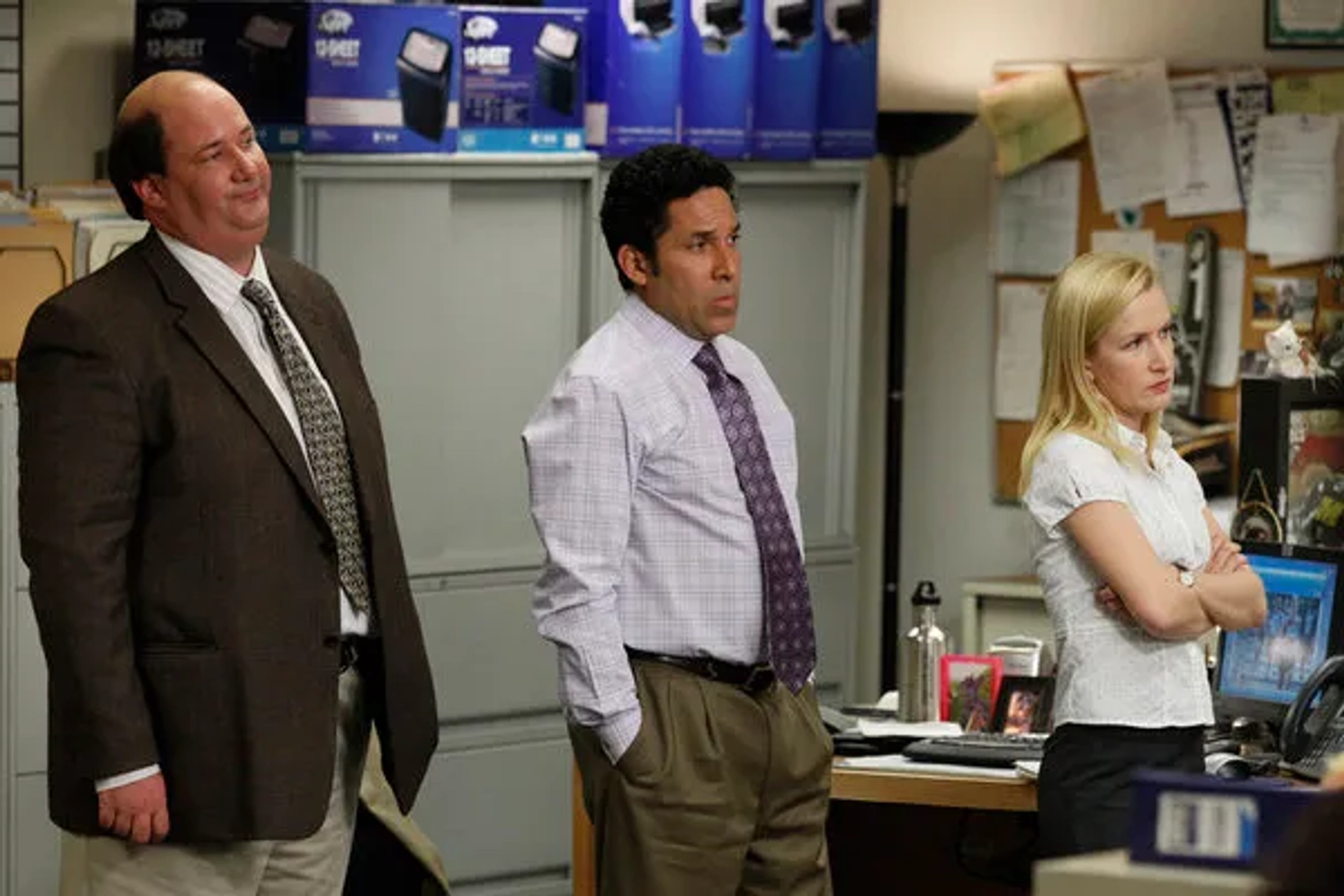 Oscar Nuñez, Angela Kinsey, and Brian Baumgartner in The Office (2005)