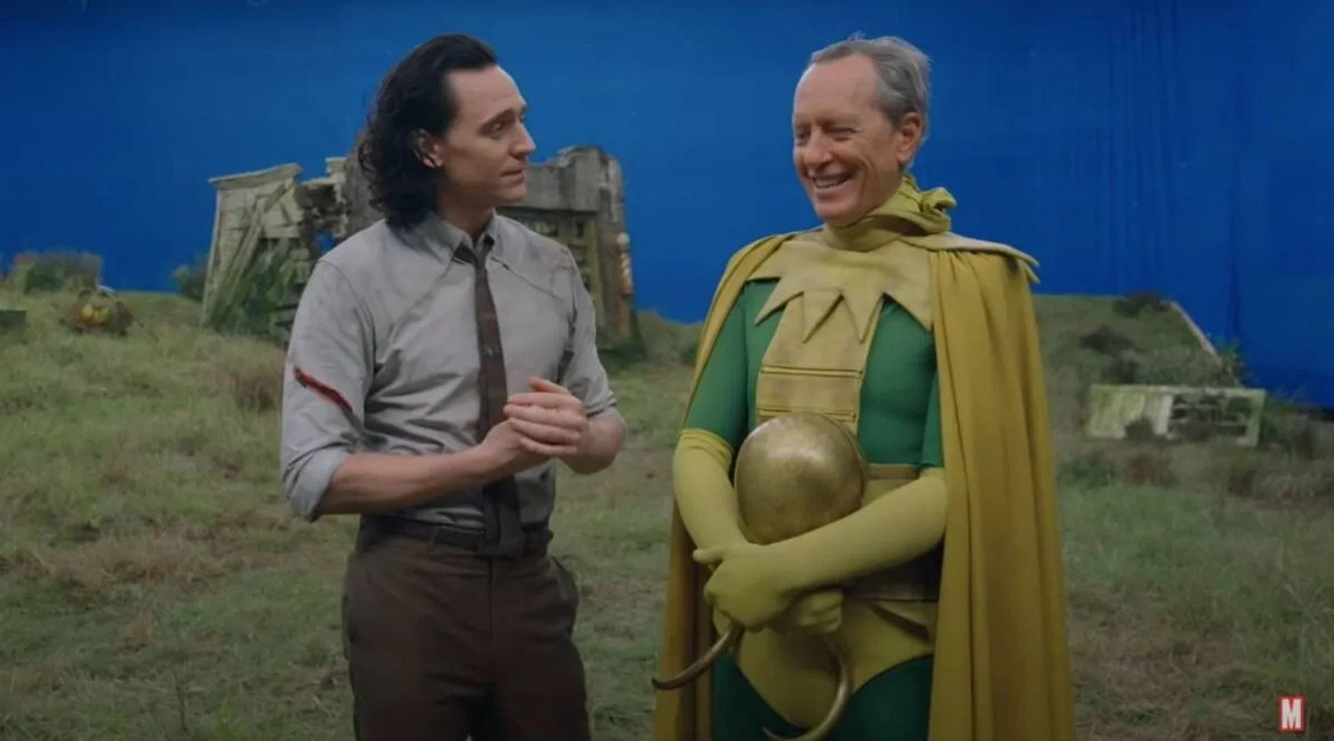 Richard E. Grant and Tom Hiddleston in Marvel Studios: Assembled (2021)