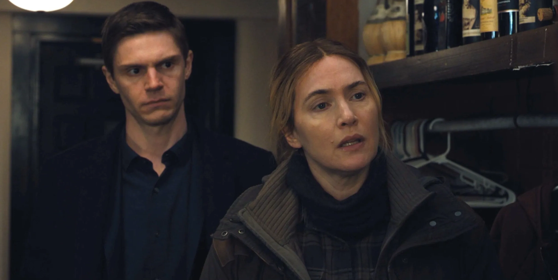 Kate Winslet and Evan Peters in Mare of Easttown (2021)