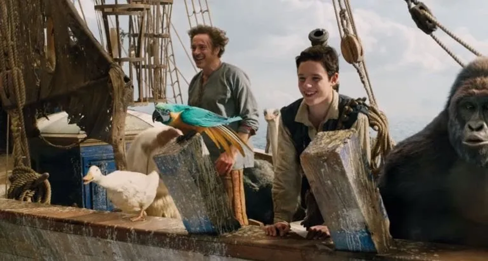 Robert Downey Jr., Emma Thompson, Octavia Spencer, Rami Malek, and Harry Collett in Dolittle (2020)
