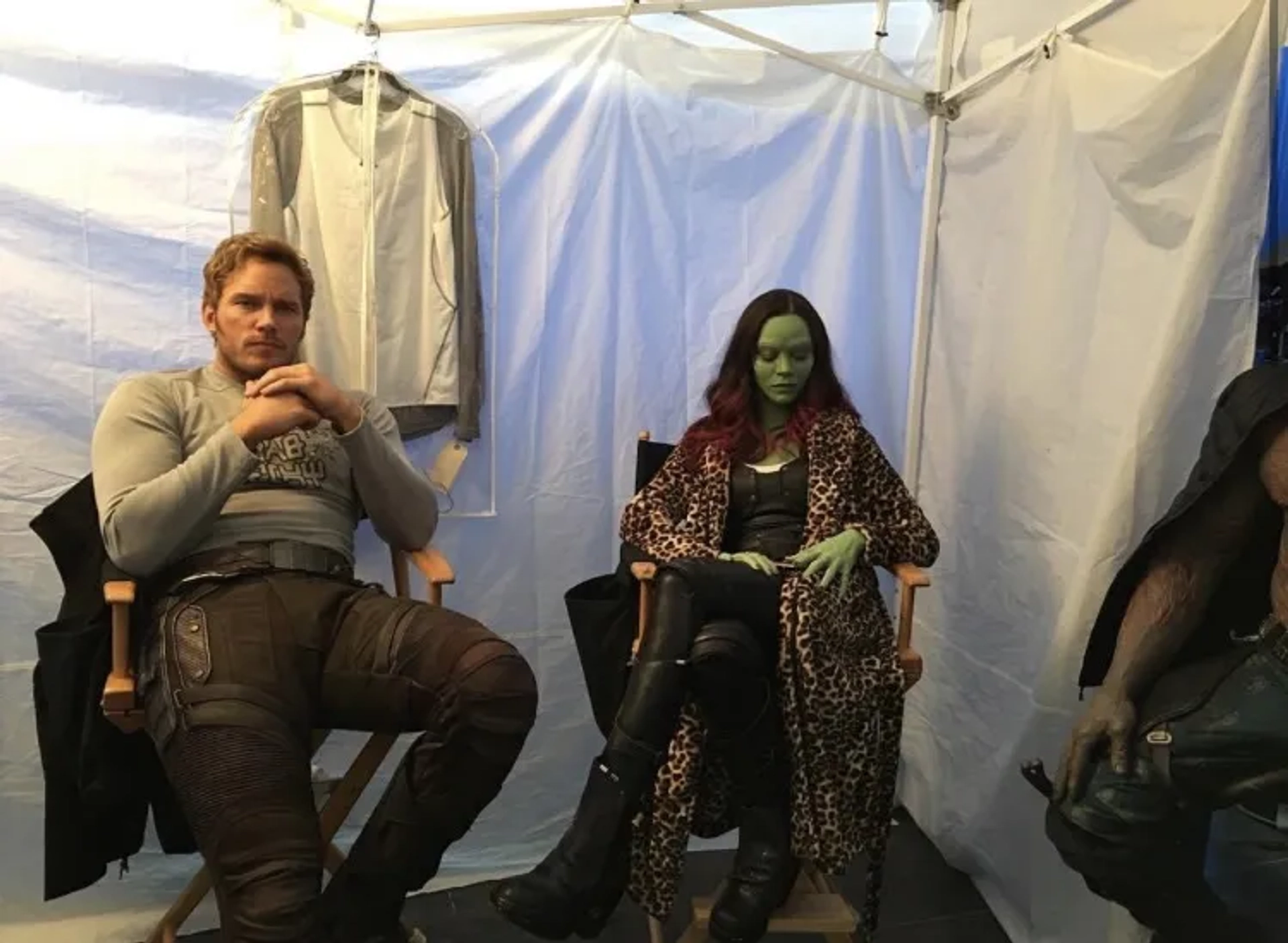 Chris Pratt, Zoe Saldana, and Dave Bautista in Guardians of the Galaxy Vol. 2 (2017)