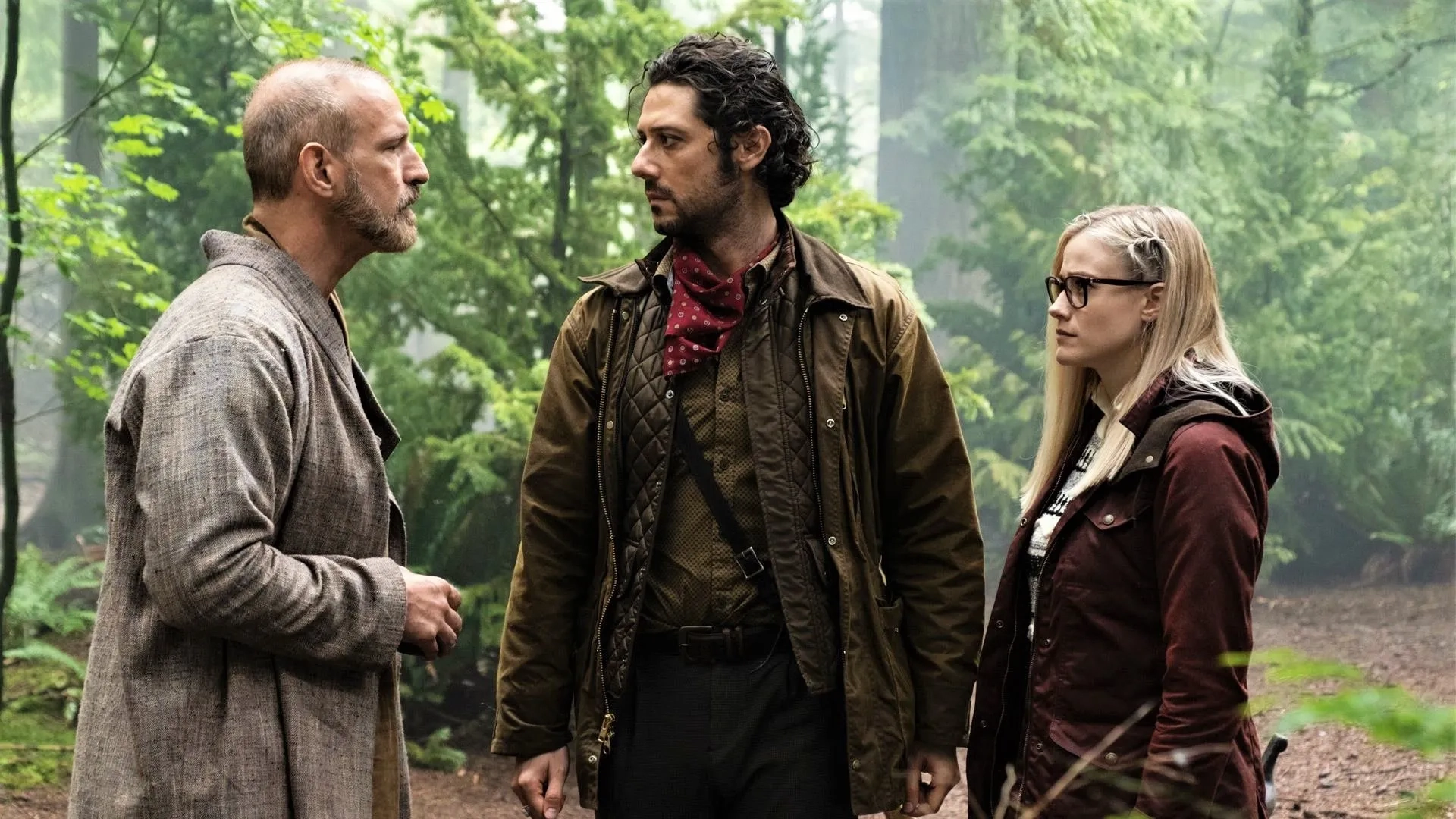 Mark Gibbon, Hale Appleman, and Olivia Taylor Dudley in The Magicians: The Mountain of Ghosts (2020)