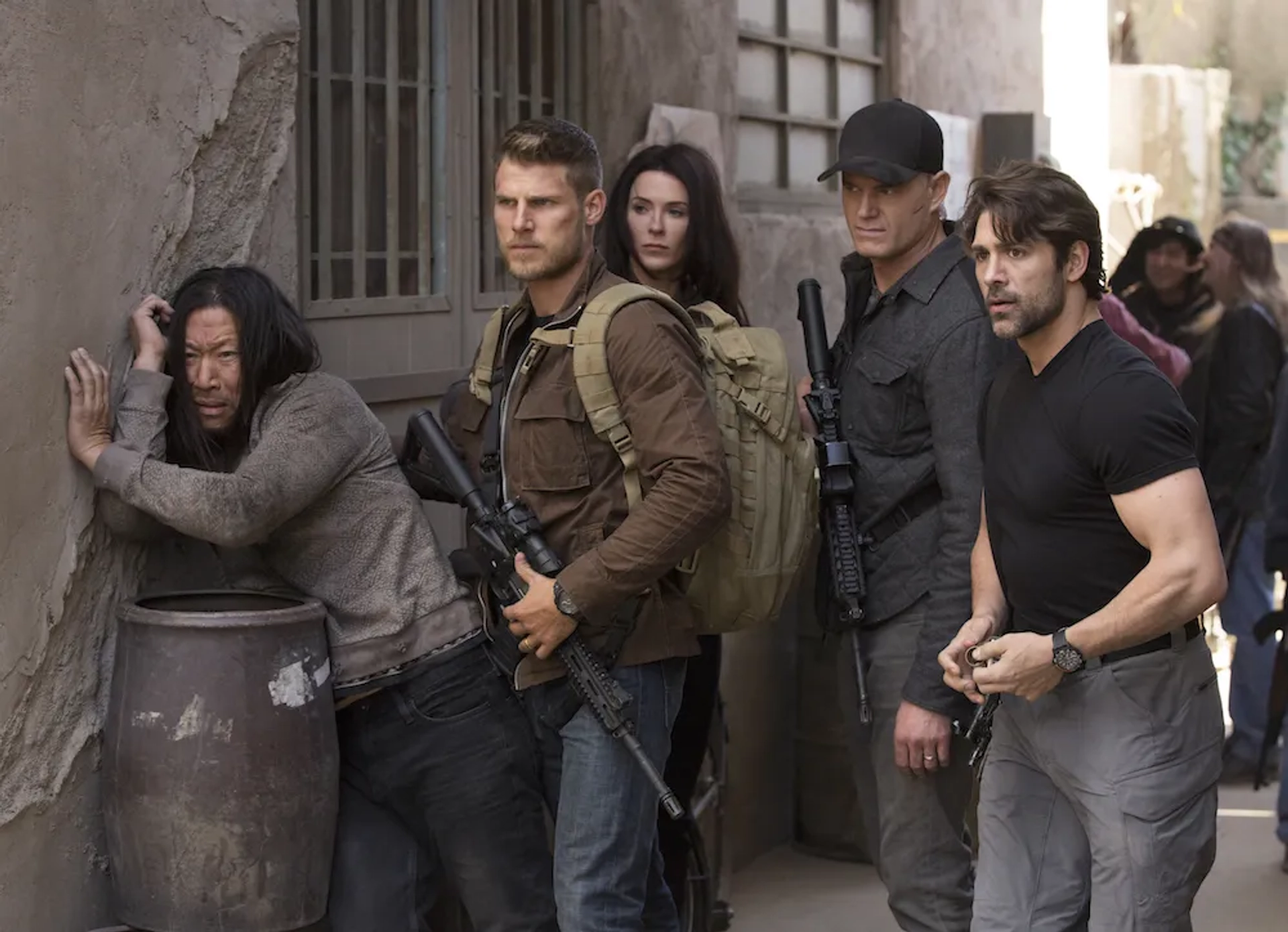 Eric Dane, Bren Foster, Travis Van Winkle, and Bridget Regan in The Last Ship (2014)