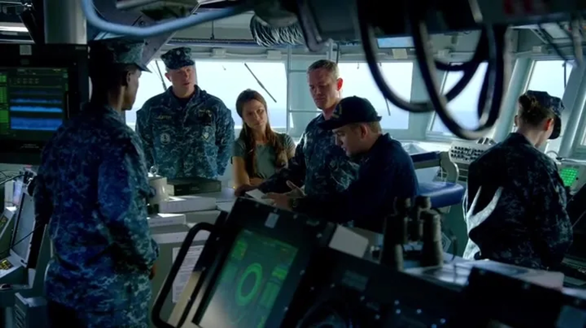 Adam Baldwin, Eric Dane, Rhona Mitra, Charles Parnell, and Michael Curran-Dorsano in The Last Ship (2014)