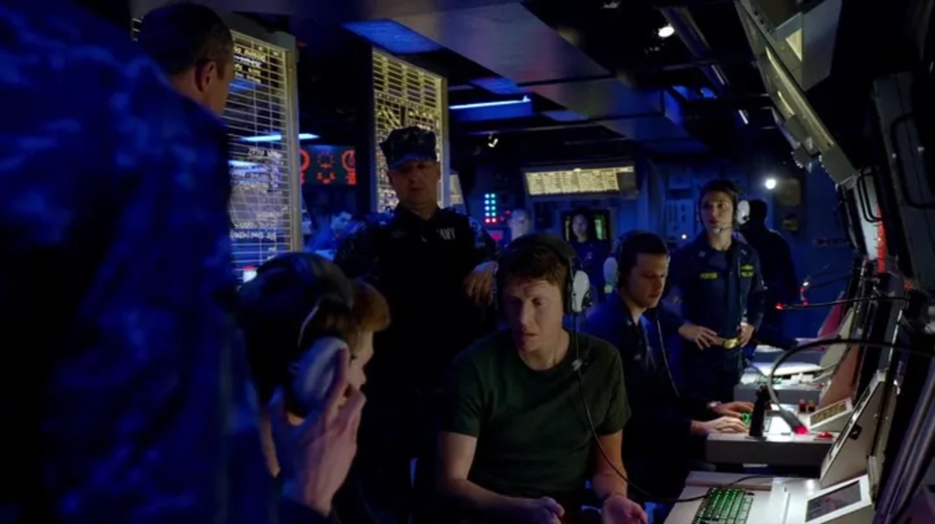 Sam Spruell, Chris Sheffield, and Marissa Neitling in The Last Ship (2014)