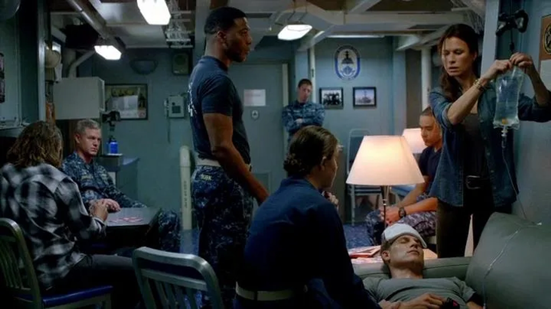 Eric Dane, Rhona Mitra, John Pyper-Ferguson, Jocko Sims, Travis Van Winkle, Ness Bautista, Kevin Michael Martin, and Marissa Neitling in The Last Ship (2014)