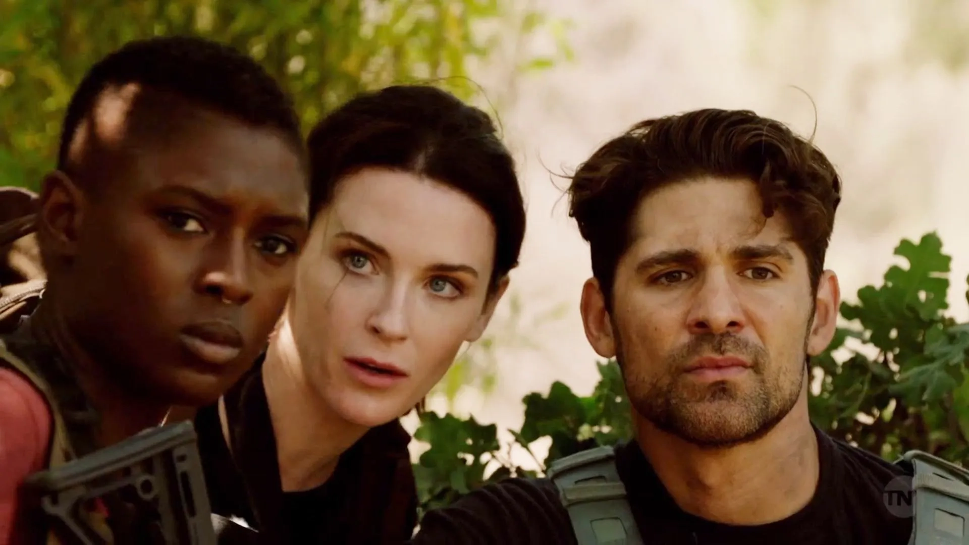 Bren Foster, Bridget Regan, and Jodie Turner-Smith in The Last Ship (2014)