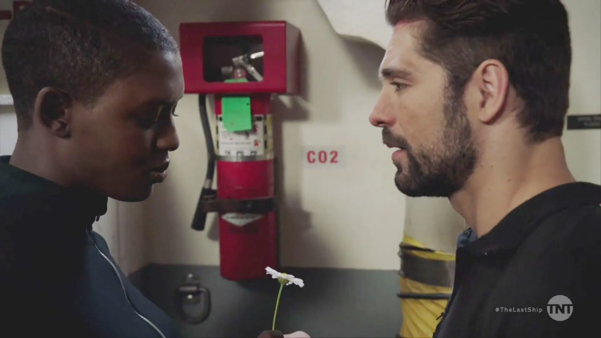 Bren Foster and Jodie Turner-Smith in The Last Ship (2014)