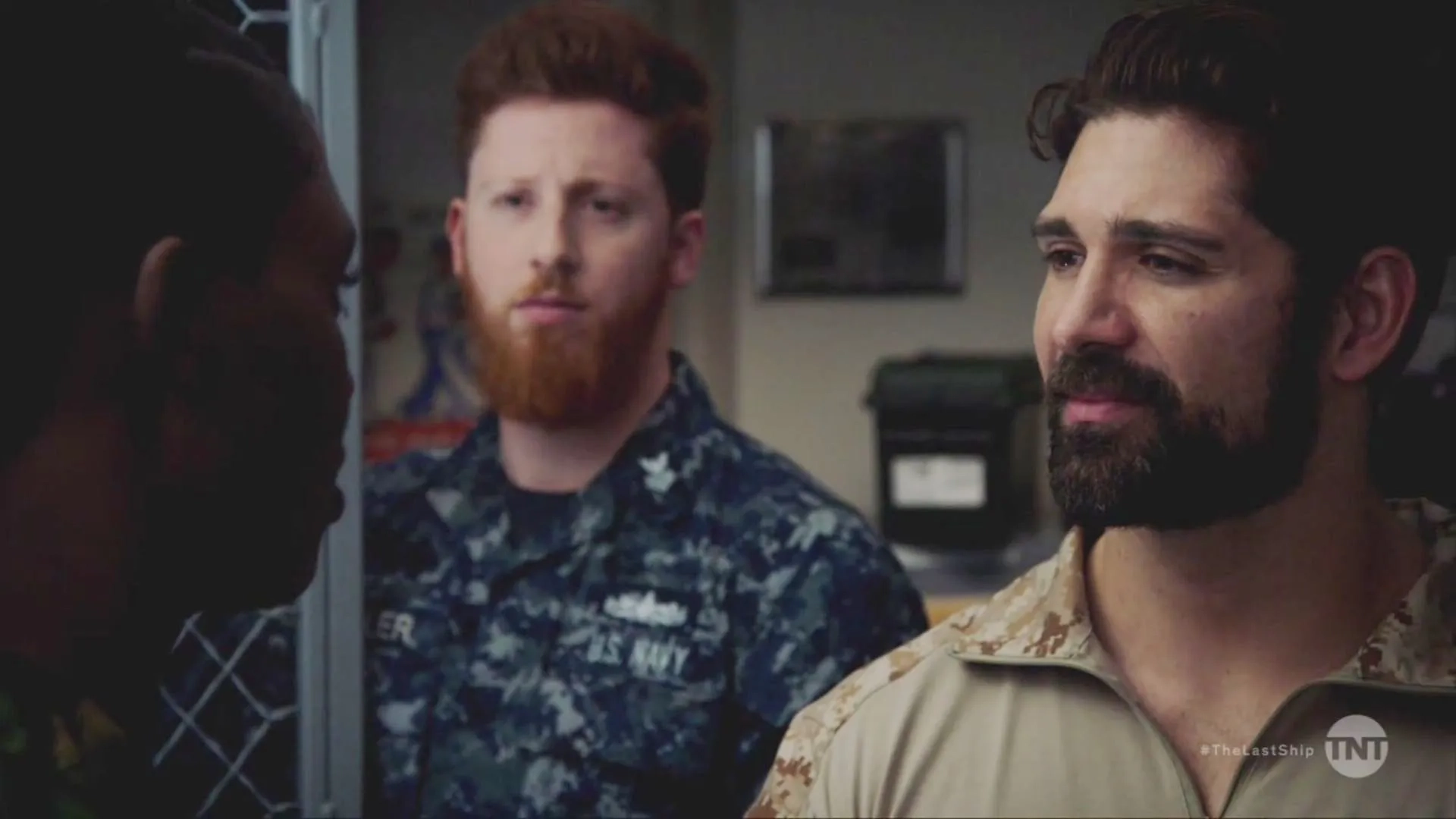 Bren Foster, Kevin Michael Martin, and Jodie Turner-Smith in The Last Ship (2014)