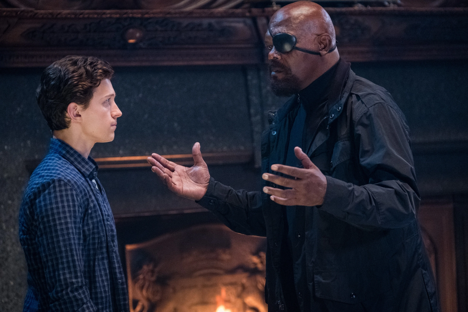 Samuel L. Jackson and Tom Holland in Spider-Man: Far from Home (2019)