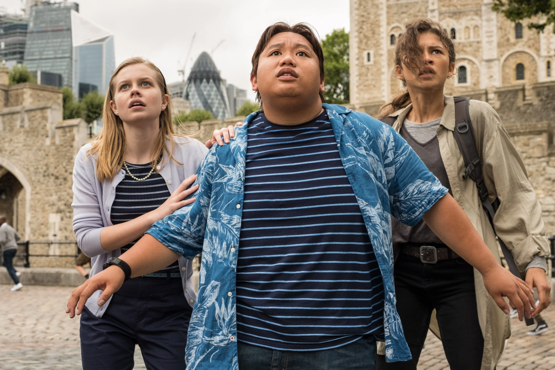 Angourie Rice, Zendaya, and Jacob Batalon in Spider-Man: Far from Home (2019)