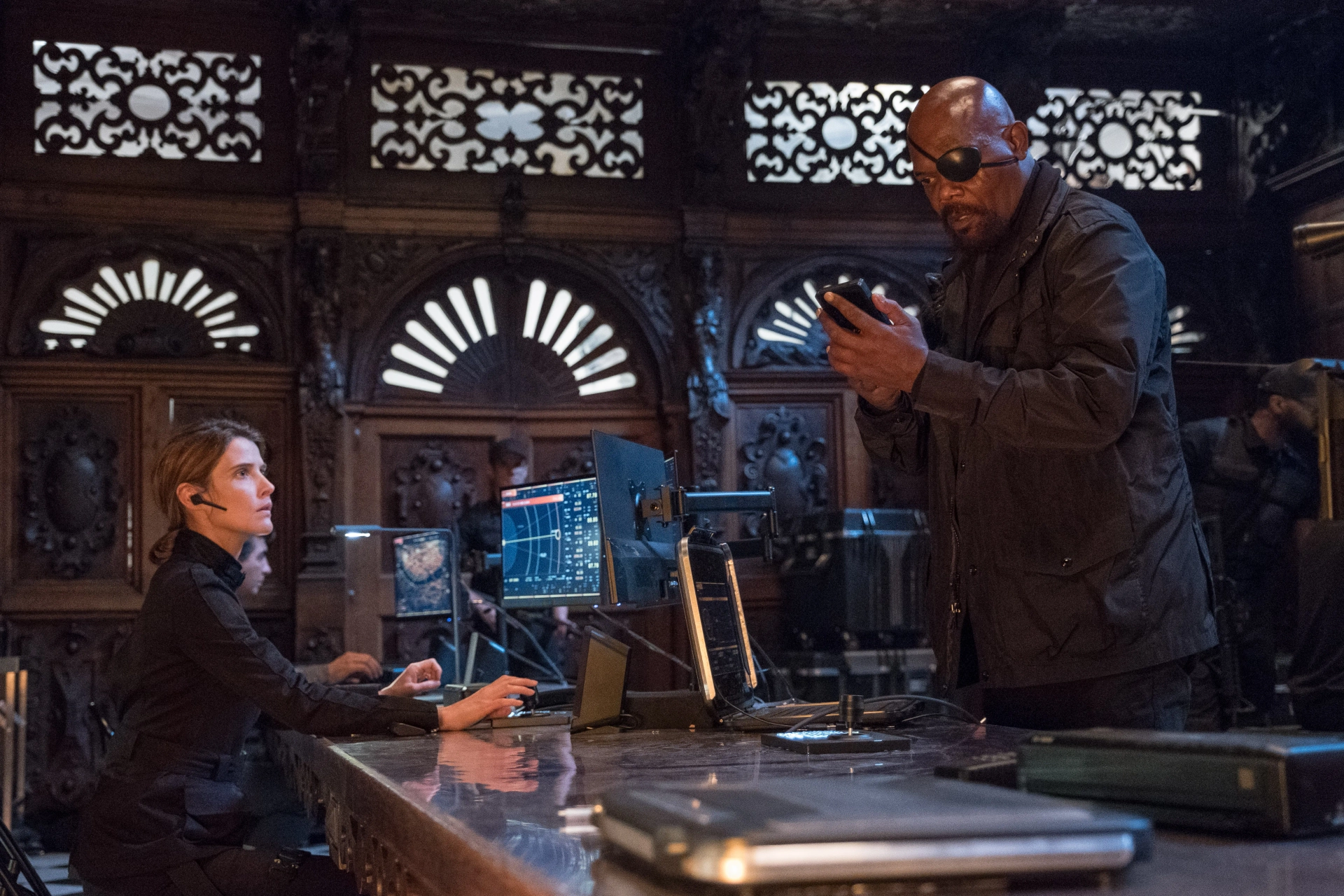 Samuel L. Jackson and Cobie Smulders in Spider-Man: Far from Home (2019)