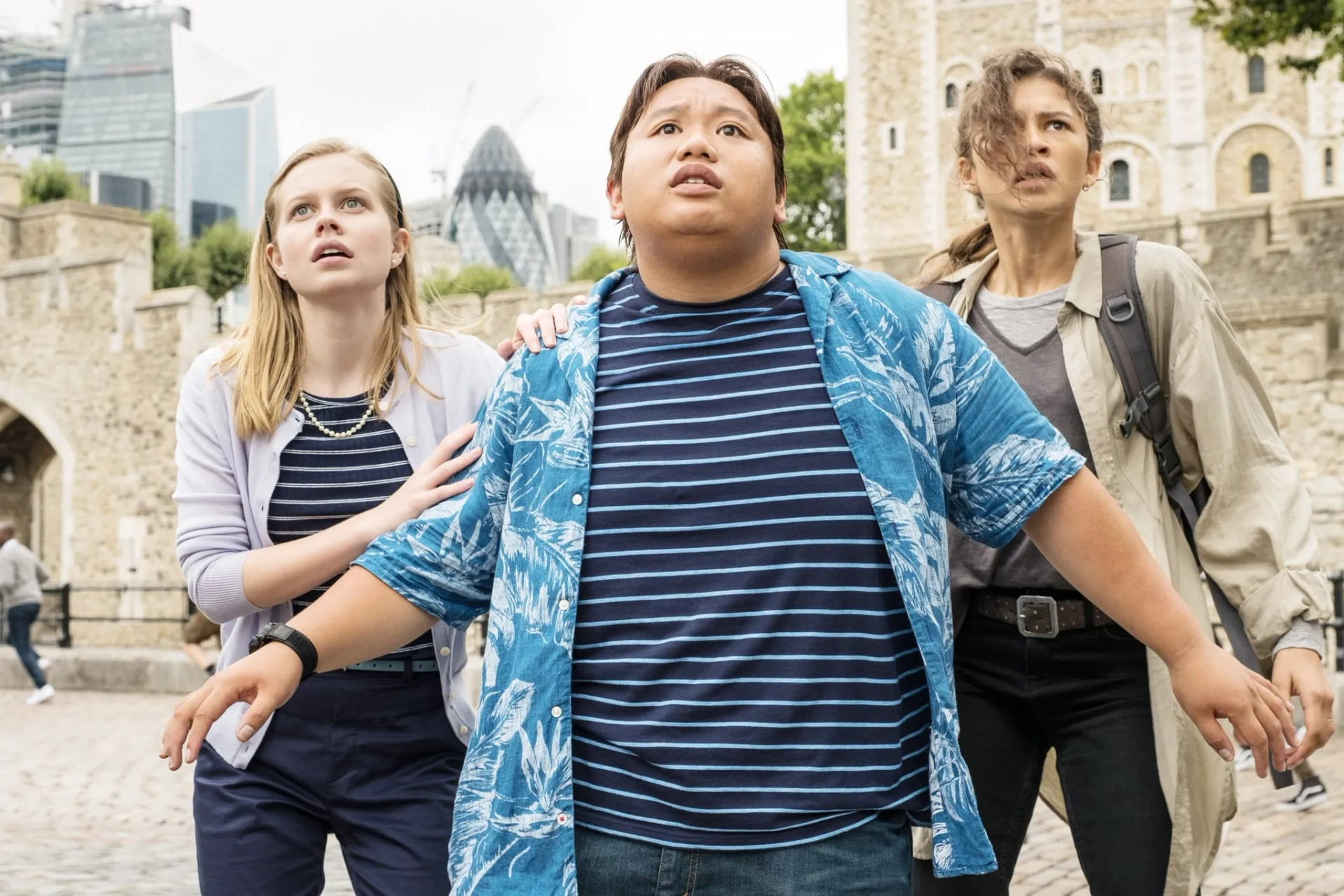 Angourie Rice, Zendaya, and Jacob Batalon in Spider-Man: Far from Home (2019)