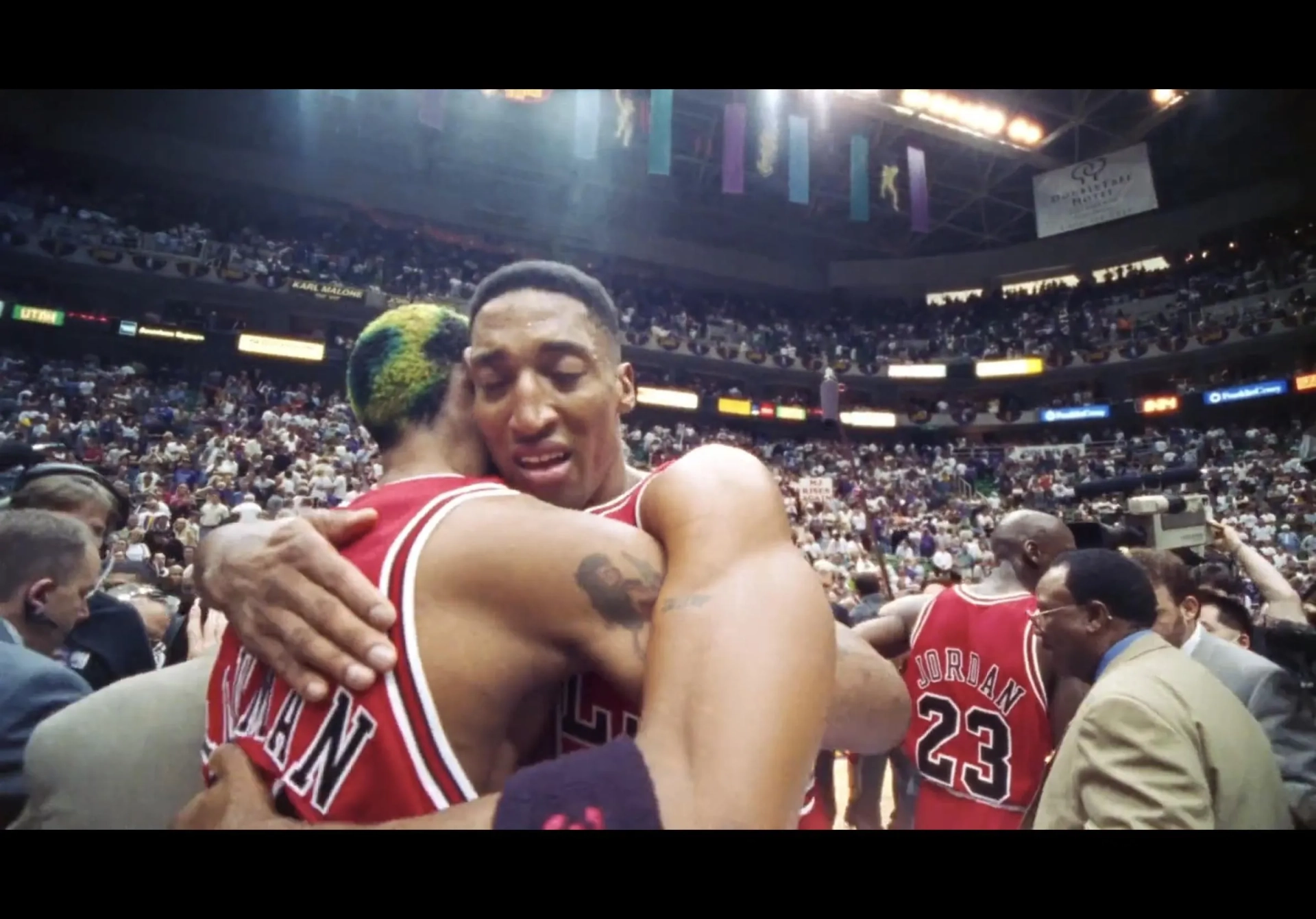 Michael Jordan, Dennis Rodman, and Scottie Pippen in The Last Dance (2020)