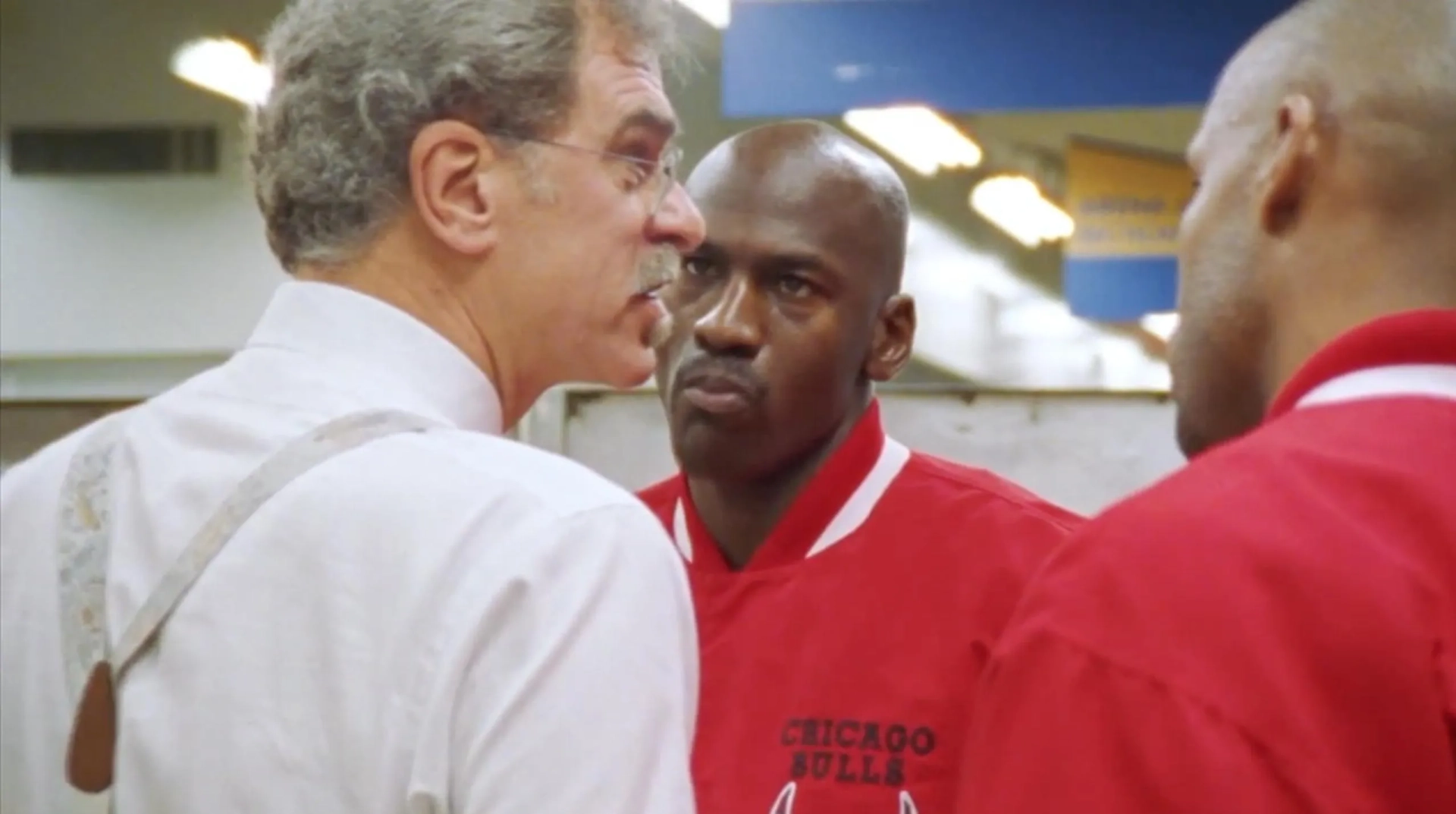 Michael Jordan, Phil Jackson, and Ron Harper in The Last Dance (2020)