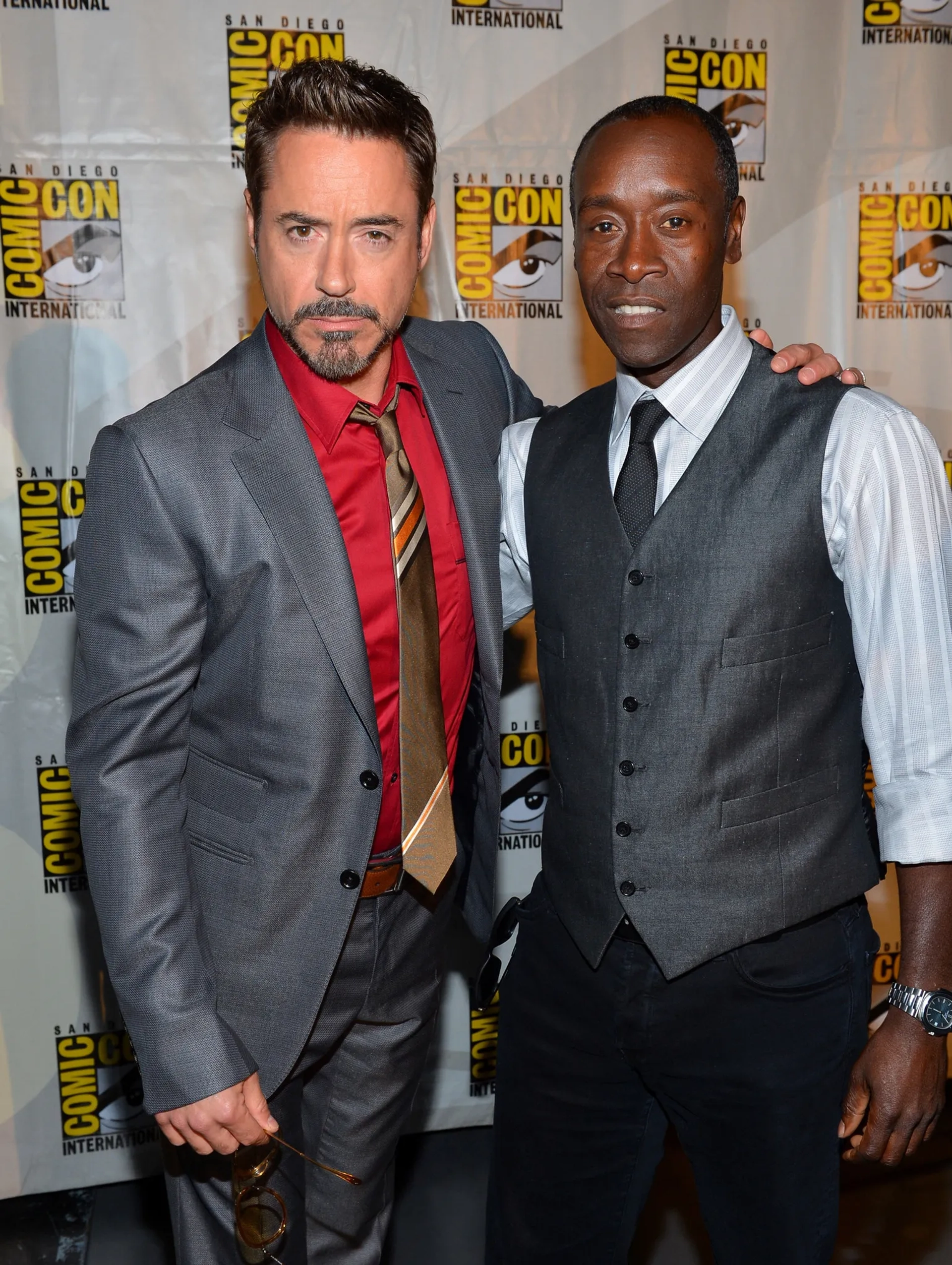 Don Cheadle and Robert Downey Jr. at an event for Iron Man 3 (2013)