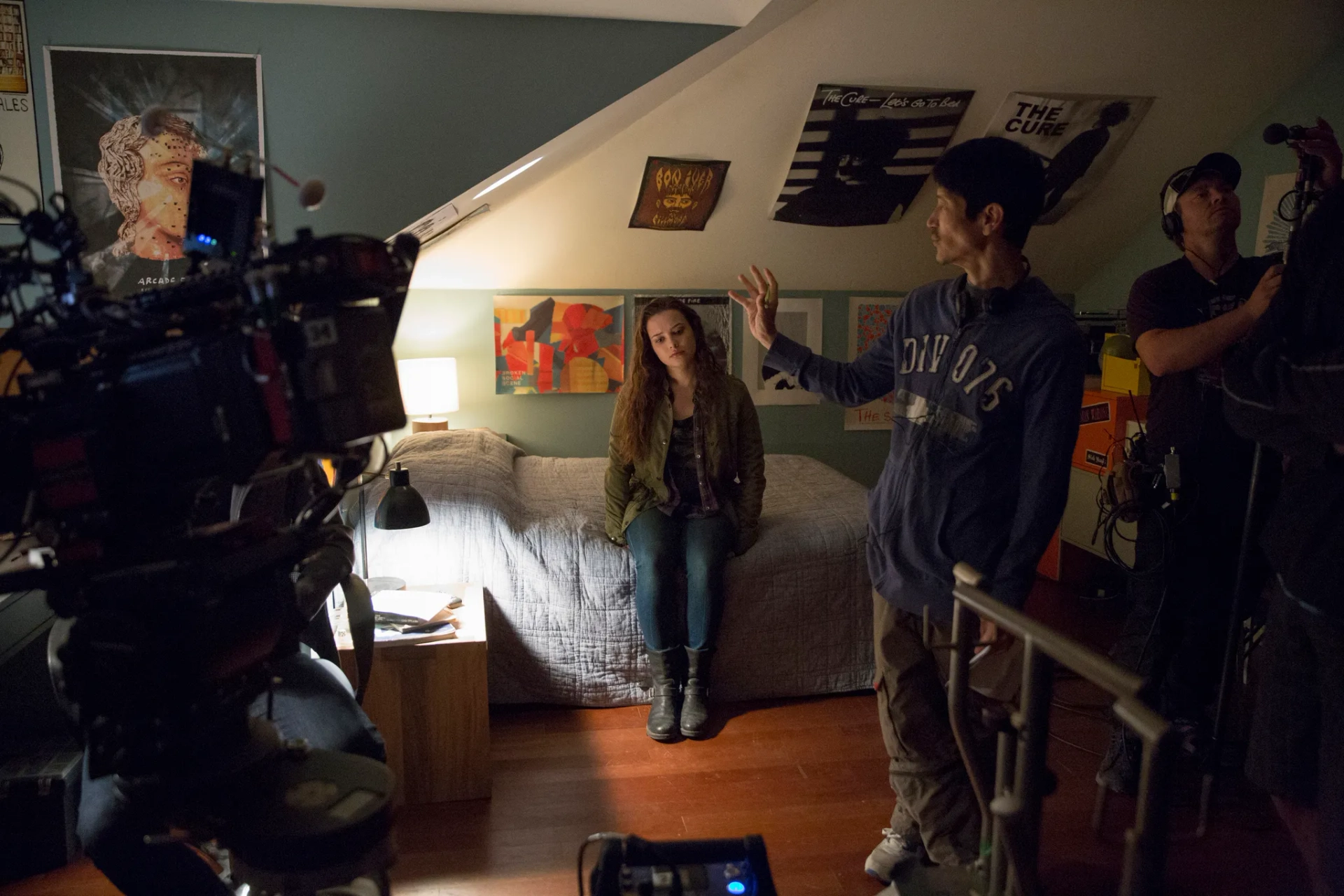 Gregg Araki and Katherine Langford in 13 Reasons Why (2017)