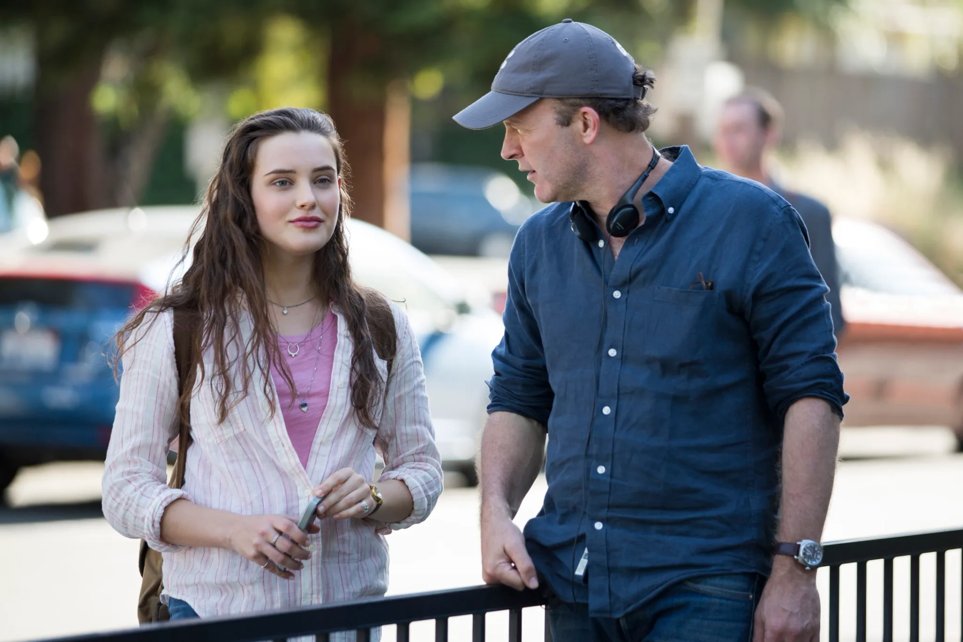 Tom McCarthy and Katherine Langford in 13 Reasons Why (2017)