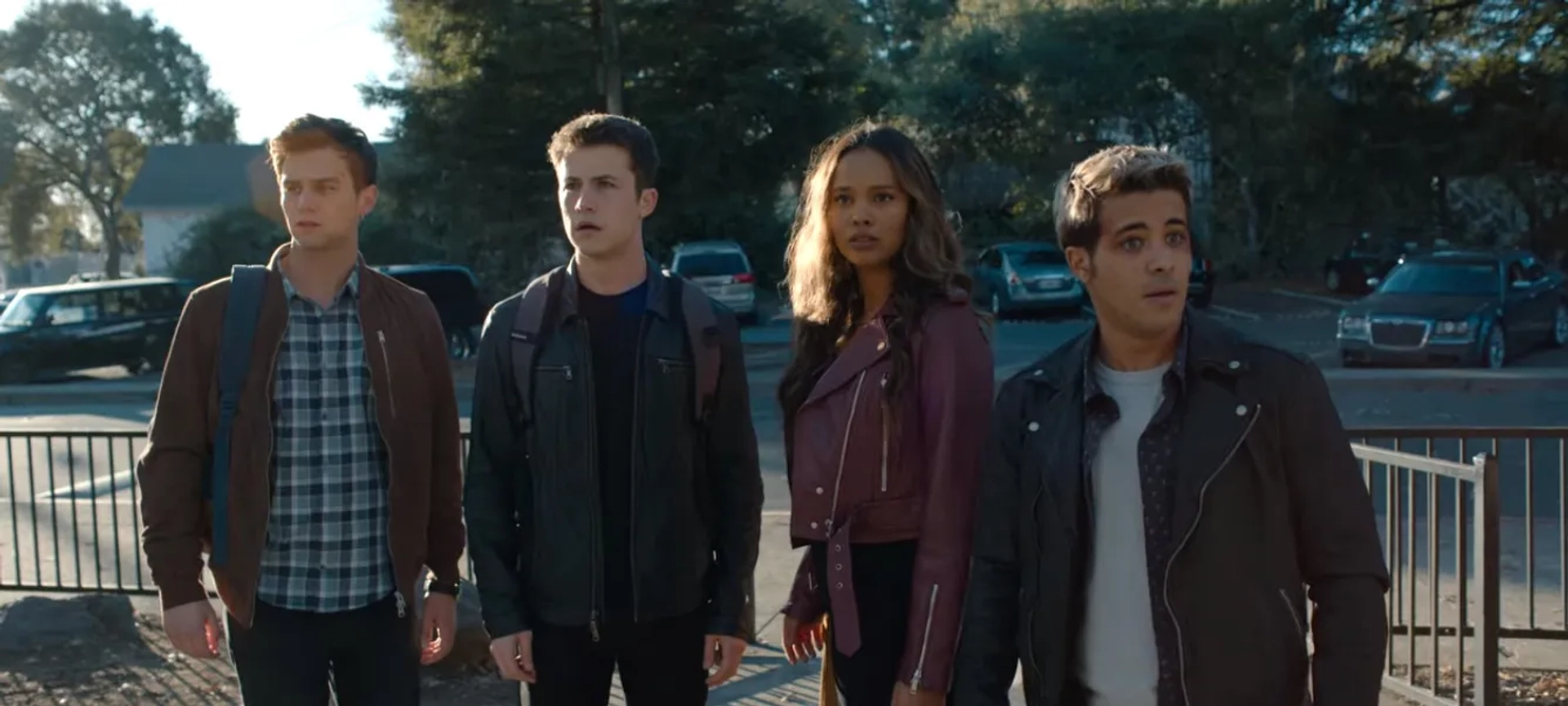 Dylan Minnette, Christian Navarro, Alisha Boe, and Brandon Flynn in 13 Reasons Why: Acceptance/Rejection (2020)