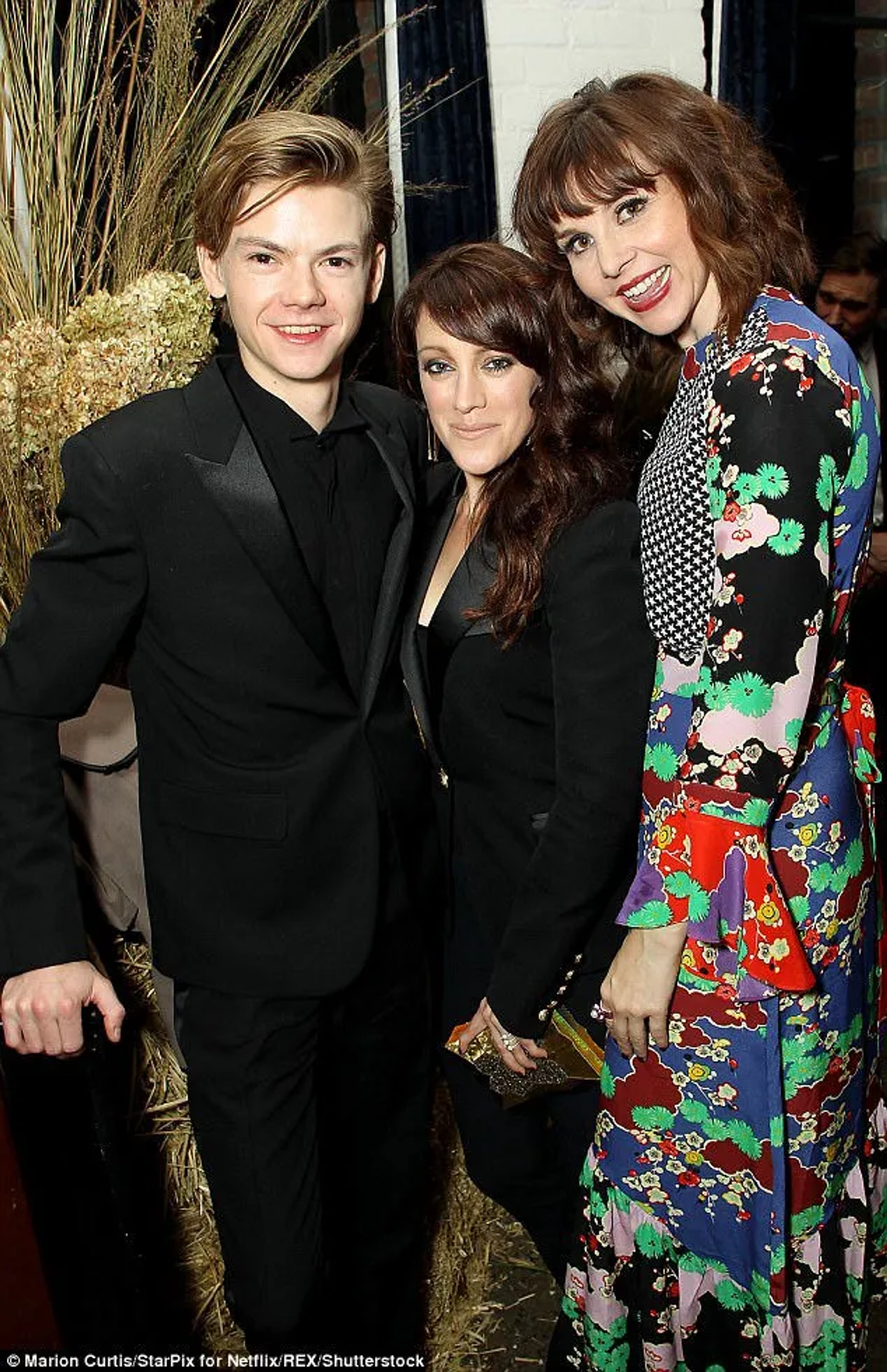 Thomas Brodie Sangster, Samantha Soule, and Audrey Moore at the Godless Netflix Premier