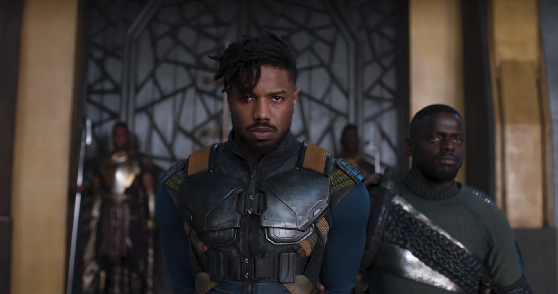 Michael B. Jordan and Daniel Kaluuya in Black Panther (2018)