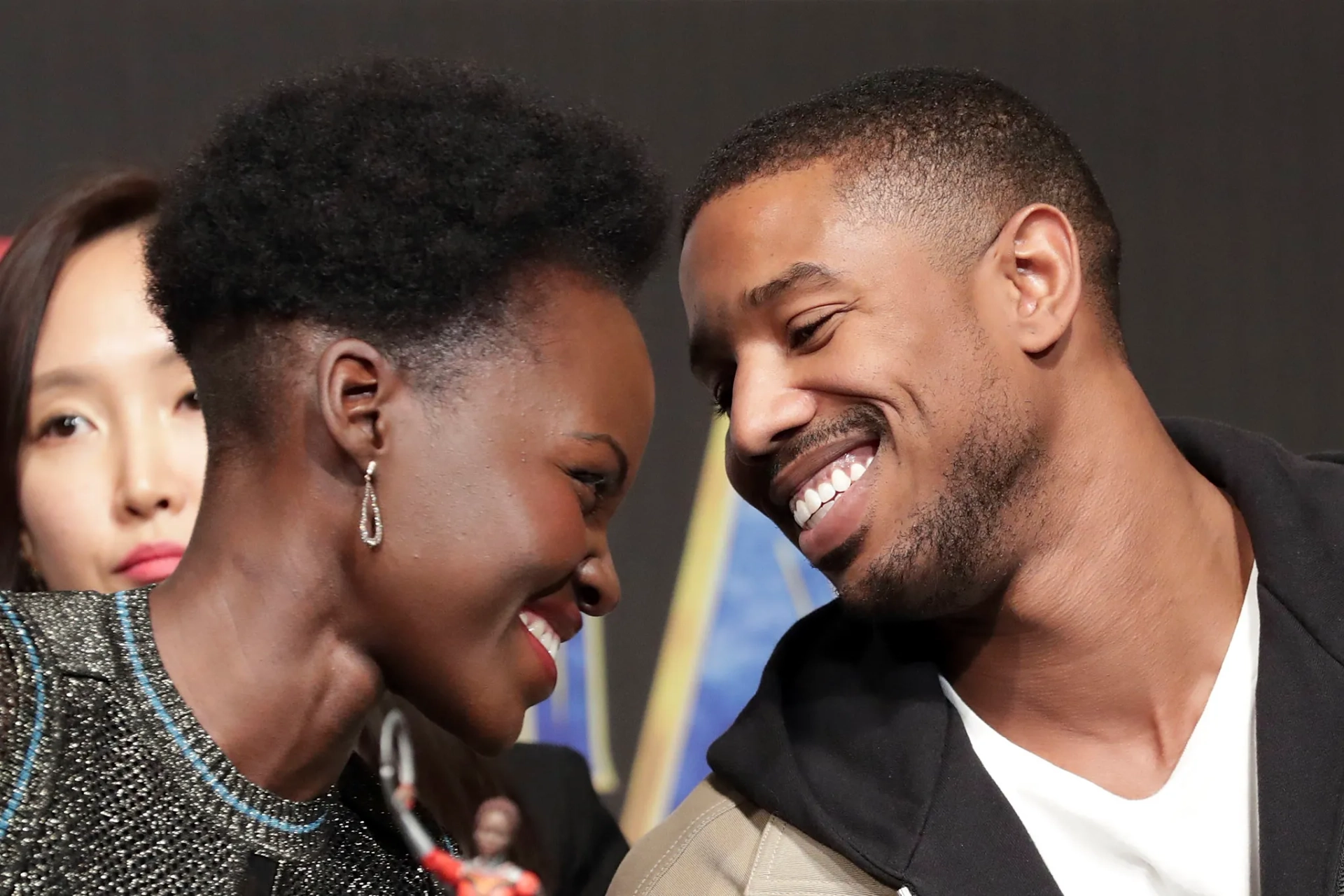 Michael B. Jordan and Lupita Nyong'o at an event for Black Panther (2018)