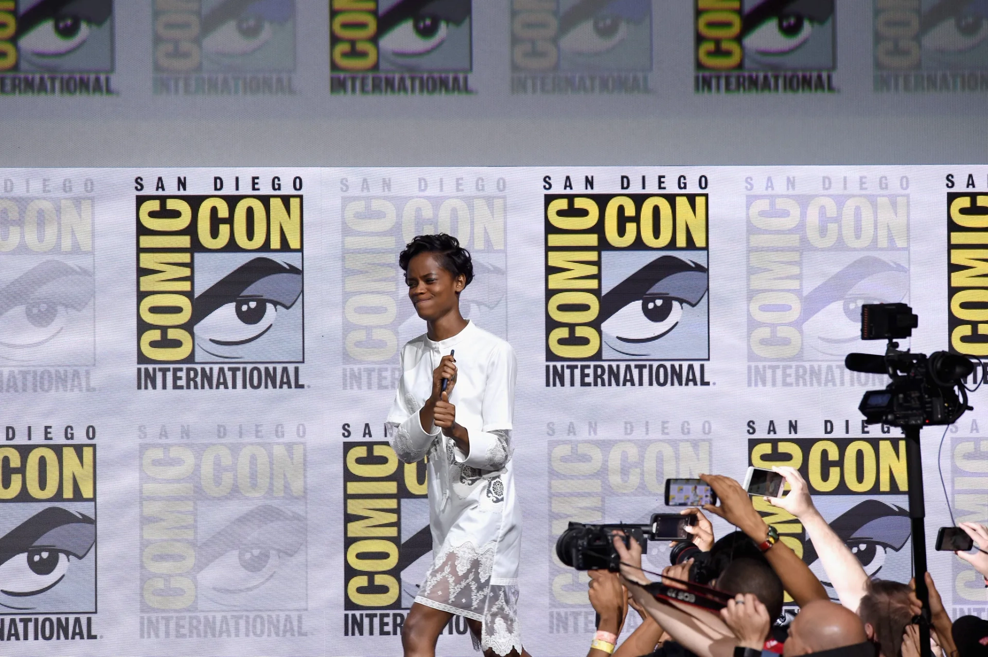 Letitia Wright at an event for Black Panther (2018)