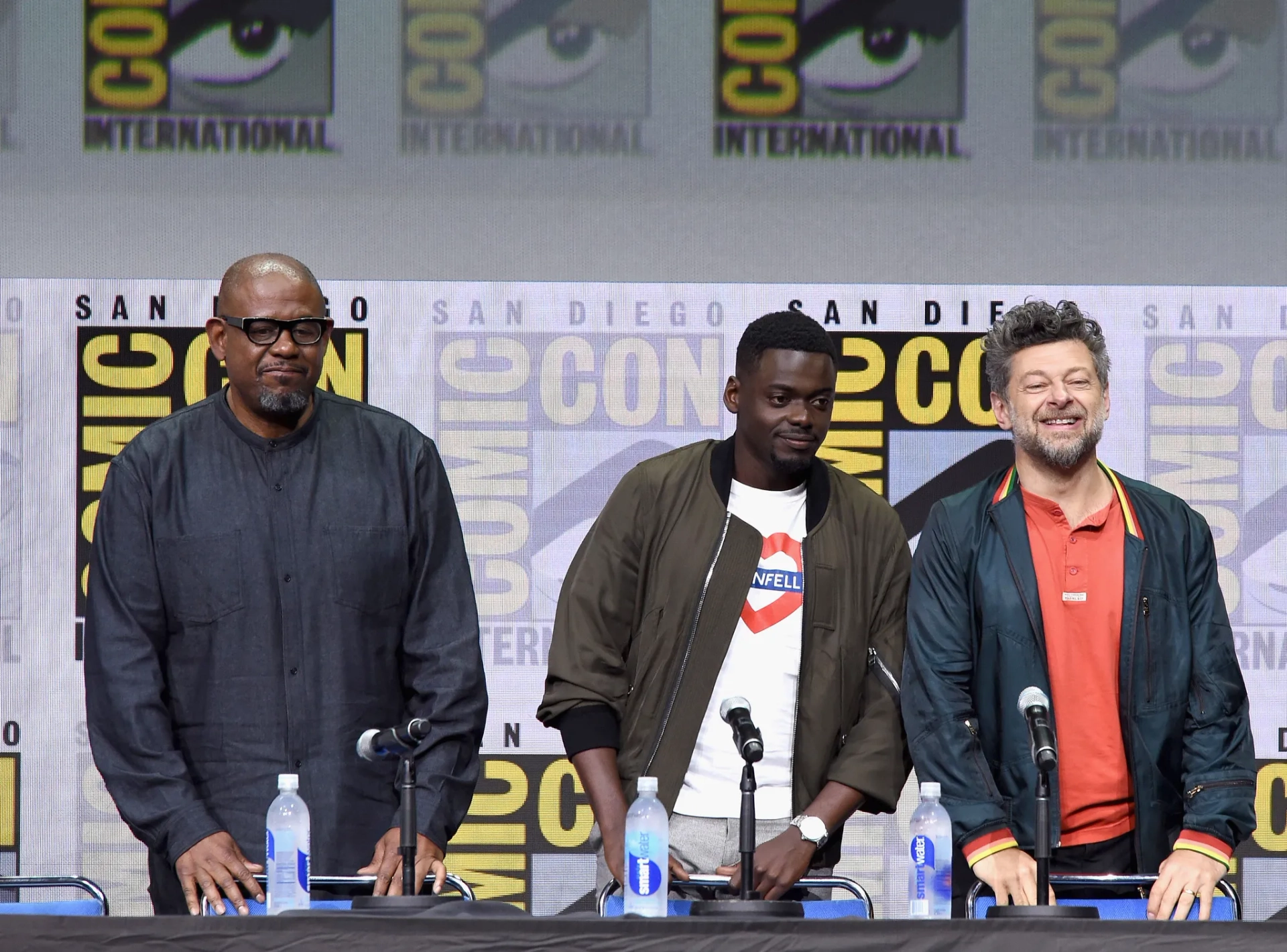 Forest Whitaker, Andy Serkis, and Daniel Kaluuya at an event for Black Panther (2018)