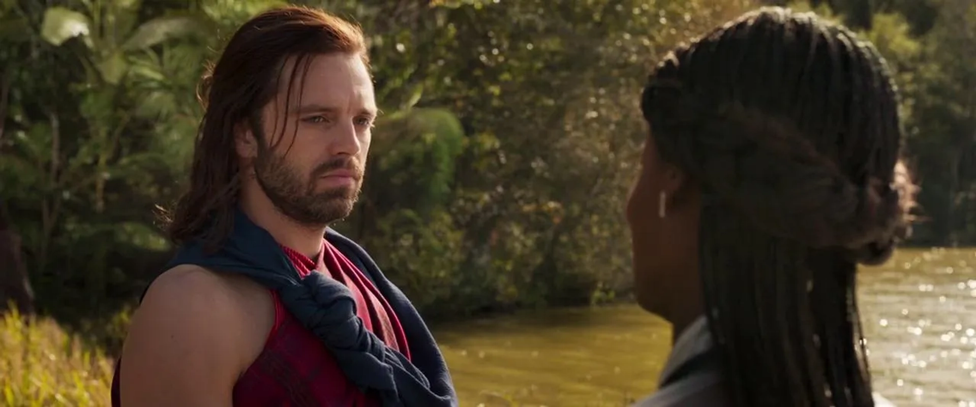 Sebastian Stan and Letitia Wright in Black Panther (2018)