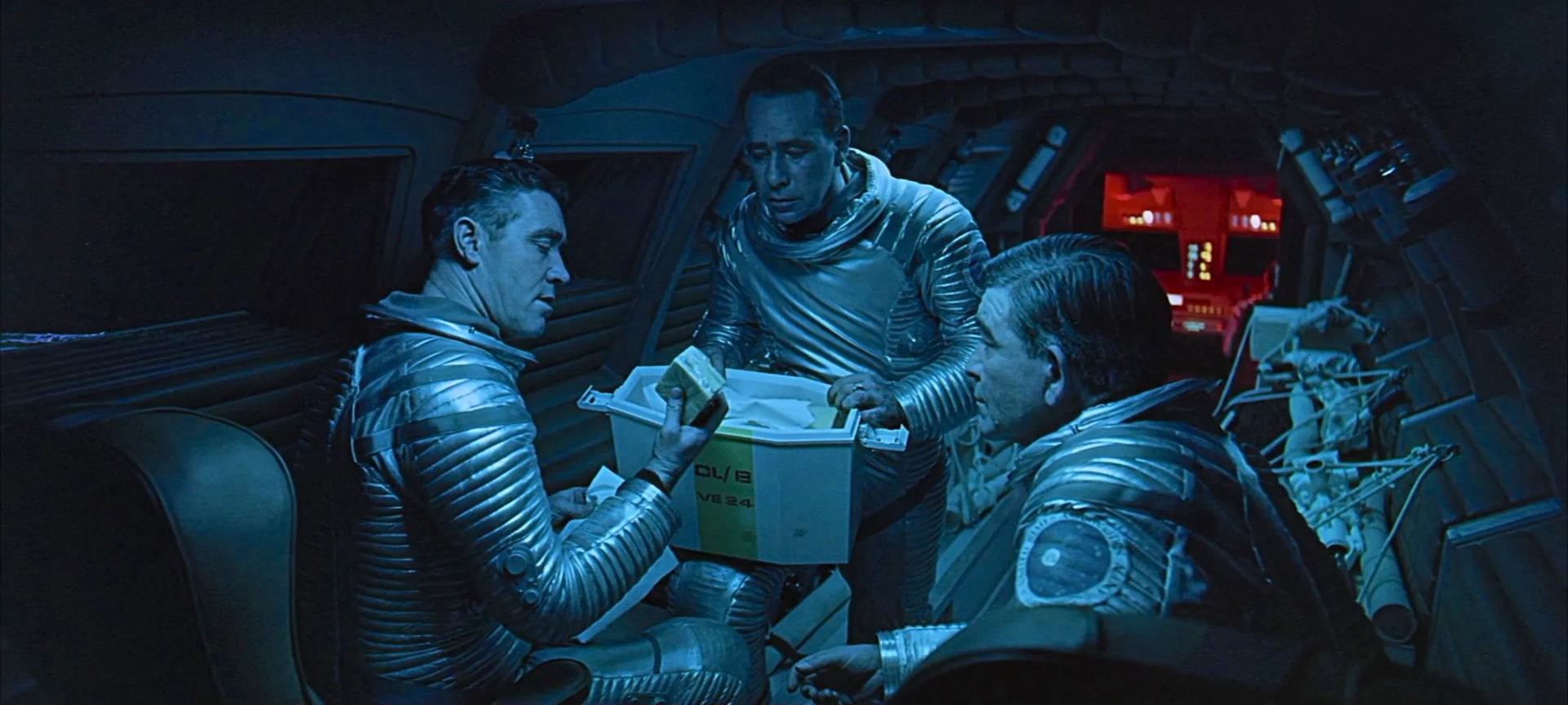 Robert Beatty, Sean Sullivan, and William Sylvester in 2001: A Space Odyssey (1968)