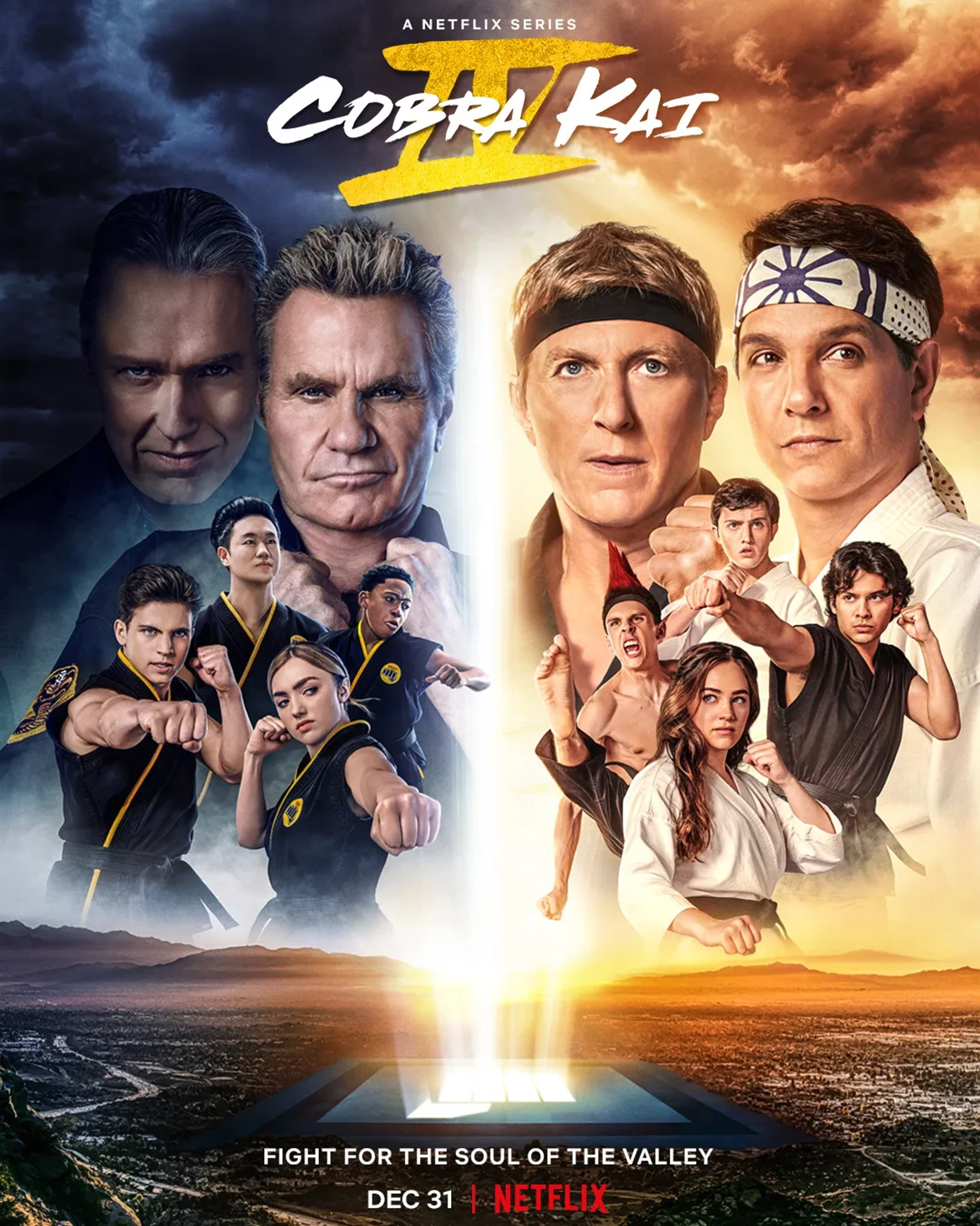 Thomas Ian Griffith, Ralph Macchio, Martin Kove, William Zabka, Mary Mouser, Joe Seo, Peyton List, Jacob Bertrand, Tanner Buchanan, Gianni DeCenzo, and Xolo Maridueña in Cobra Kai (2018)