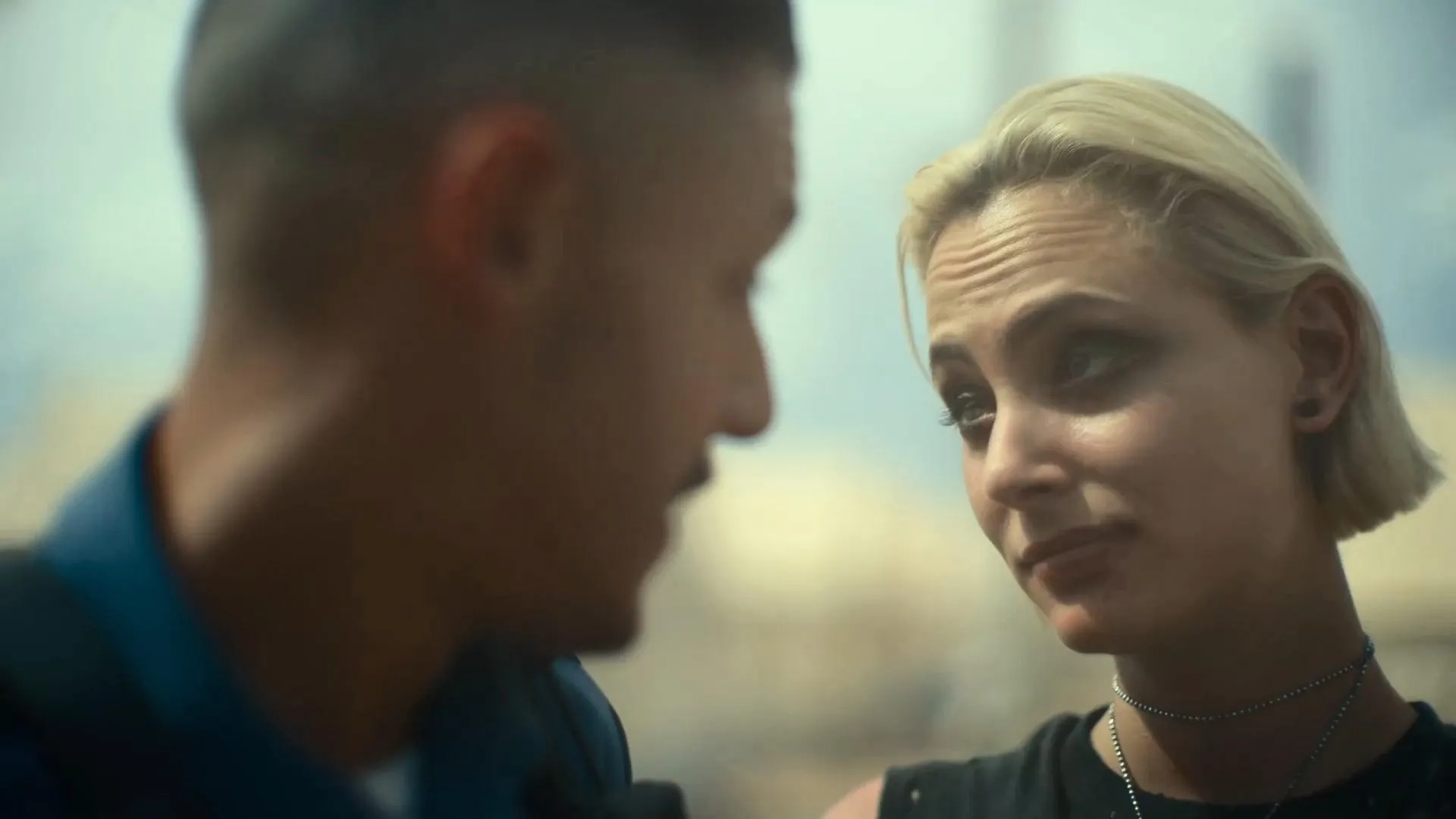 Theo Rossi and Nora Arnezeder in Army of the Dead (2021)