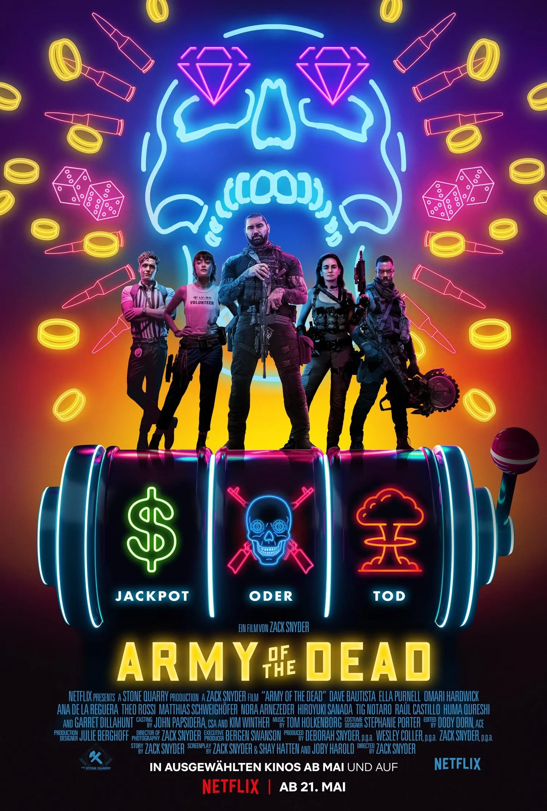 Ana de la Reguera, Matthias Schweighöfer, Omari Hardwick, Dave Bautista, and Ella Purnell in Army of the Dead (2021)