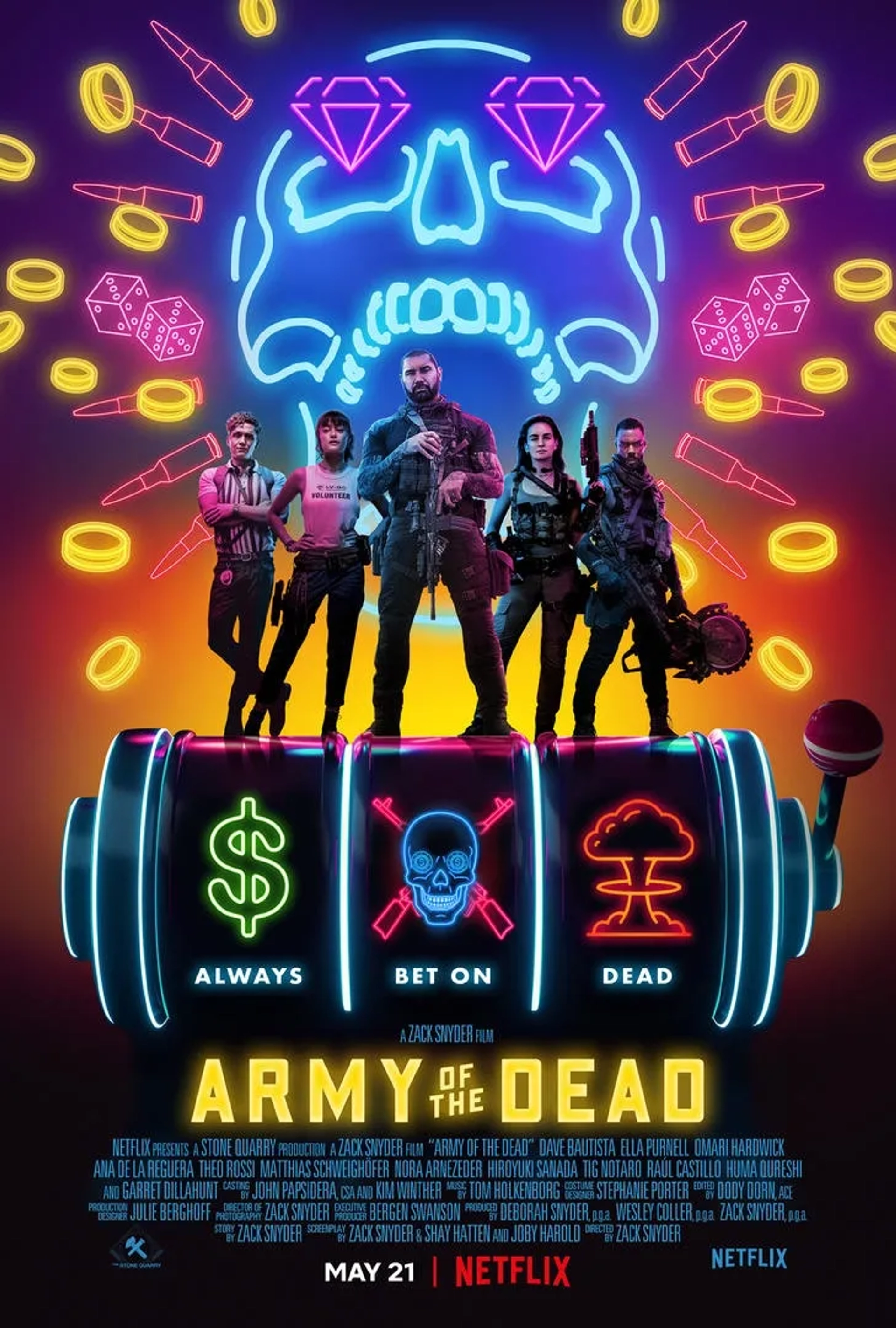 Ana de la Reguera, Matthias Schweighöfer, Omari Hardwick, Dave Bautista, and Ella Purnell in Army of the Dead (2021)