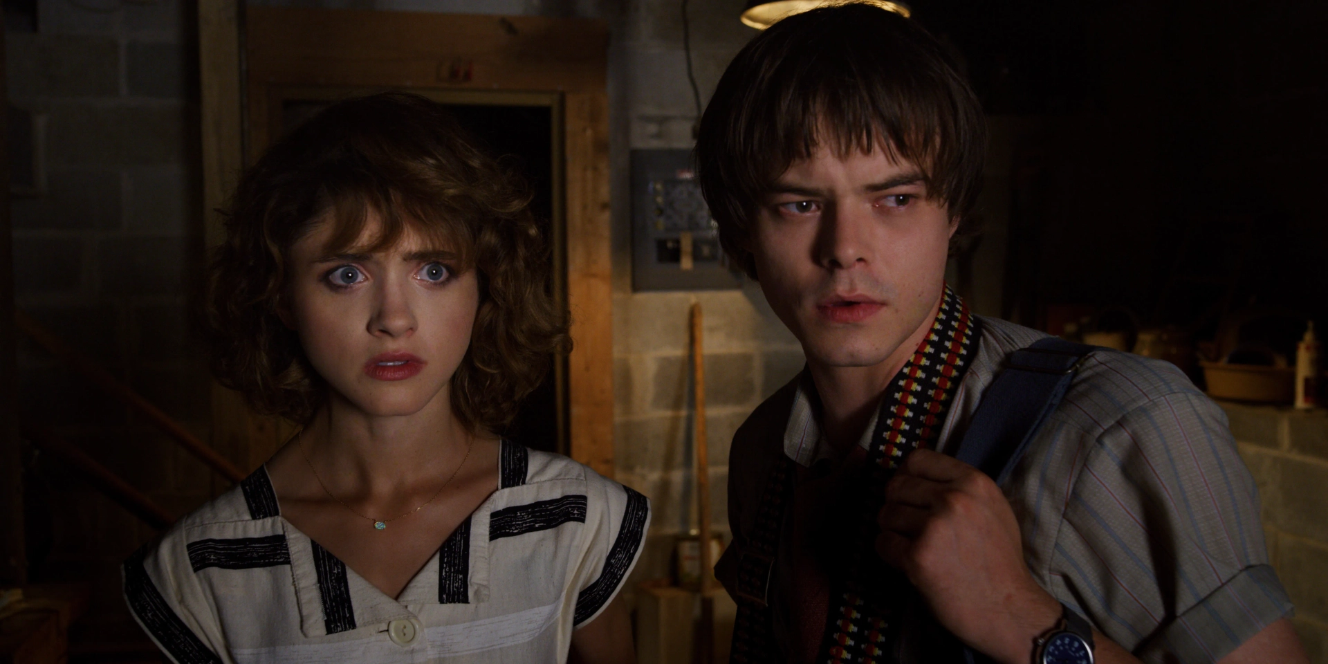 Natalia Dyer and Charlie Heaton in Stranger Things (2016)