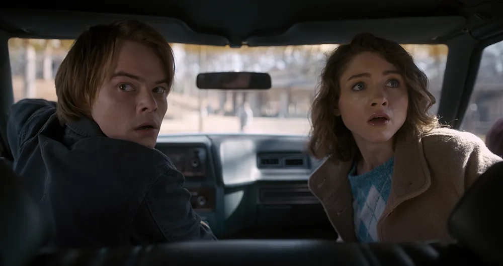 Natalia Dyer and Charlie Heaton in Stranger Things (2016)